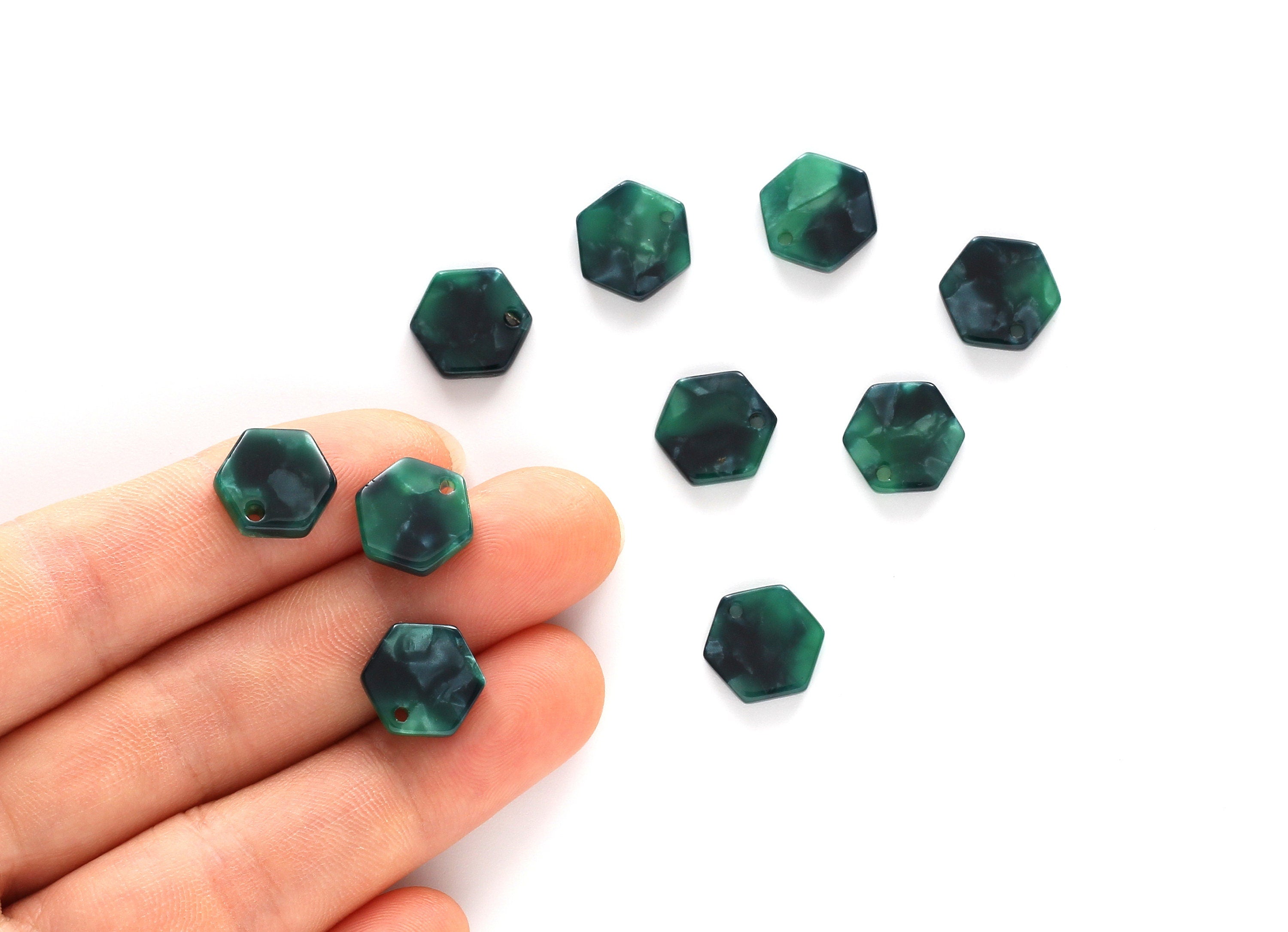 Acetate Hexagon Earring Charms - Hexagon Shaped Pendant - Earring Findings - Jewelry Supplies - Color Code: A13 - 12x11x2.56mm - AC1121C - DOMEDBAZAAR