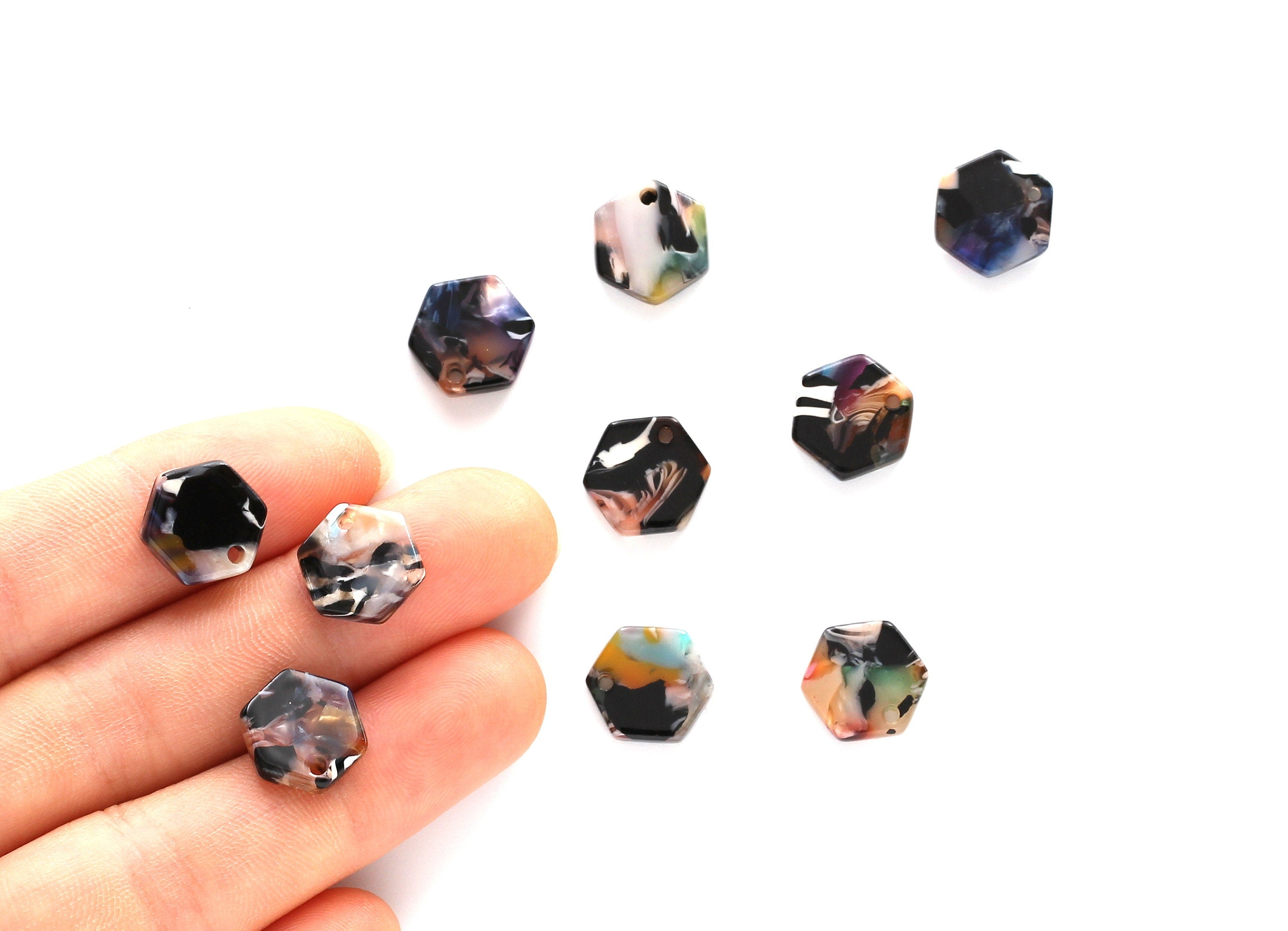 Acetate Hexagon Earring Charms - Acrylic Hexagon Pendant - Earring Findings - Jewelry Supplies - Color Code: A58 - 12x11x2.56mm - AC1121E - DOMEDBAZAAR