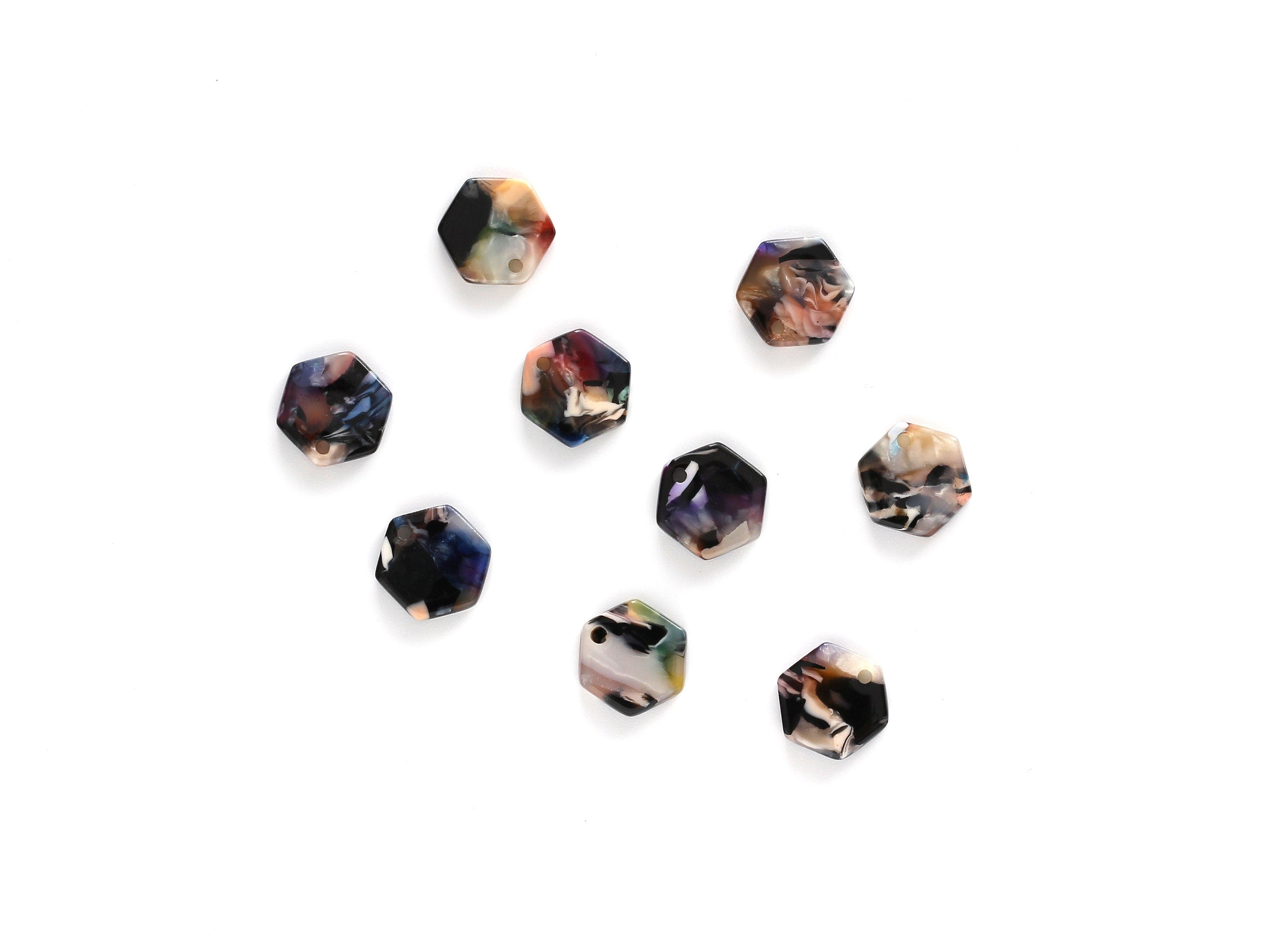 Acetate Hexagon Earring Charms - Acrylic Hexagon Pendant - Earring Findings - Jewelry Supplies - Color Code: A58 - 12x11x2.56mm - AC1121E - DOMEDBAZAAR