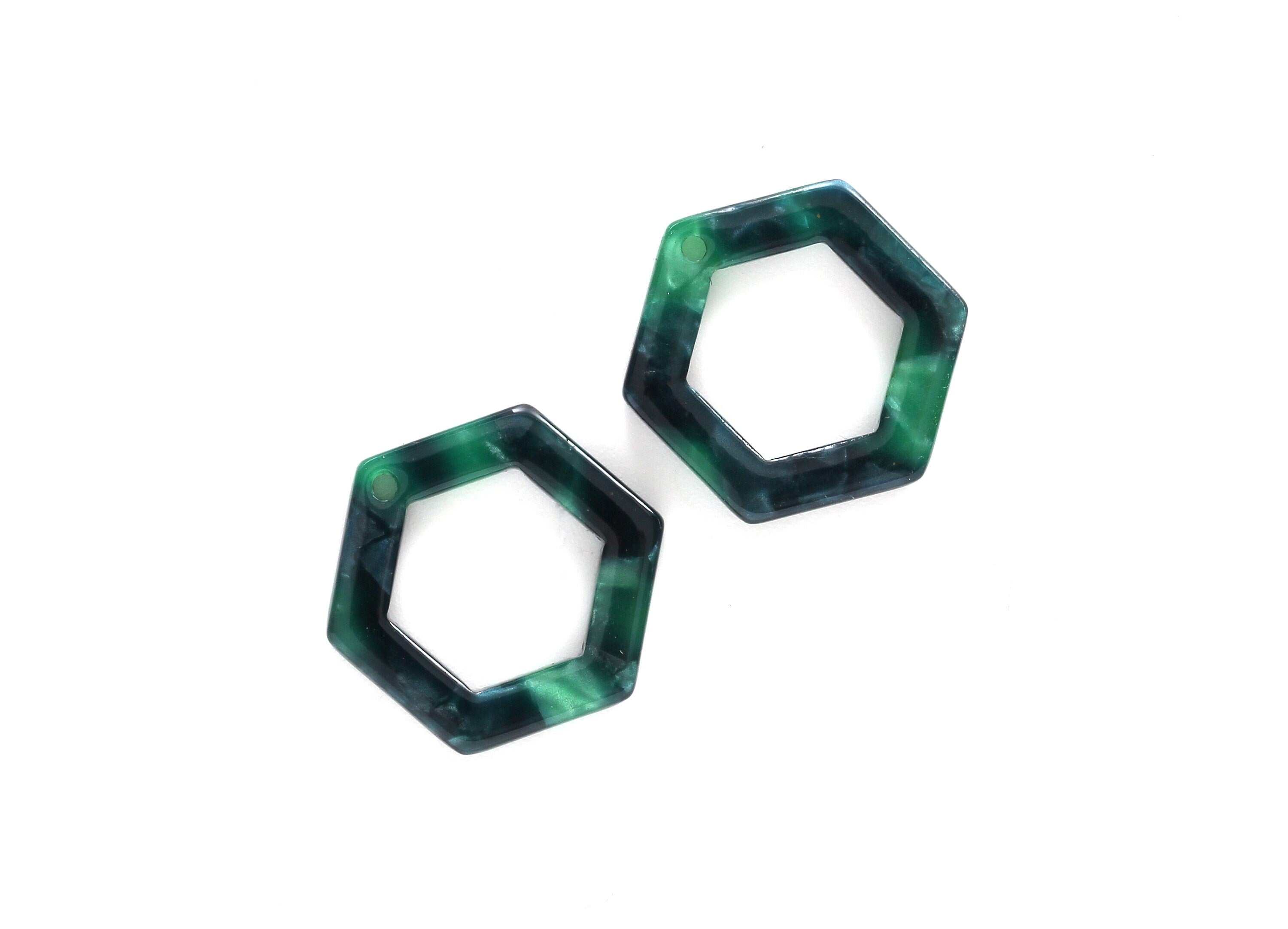 Acetate Hexagon Earring Charms - Hexagon Shaped Pendant - Earring Findings - Jewelry Supplies - Color Code: A13 - 20x18.1x2.6mm - AC1122C - DOMEDBAZAAR