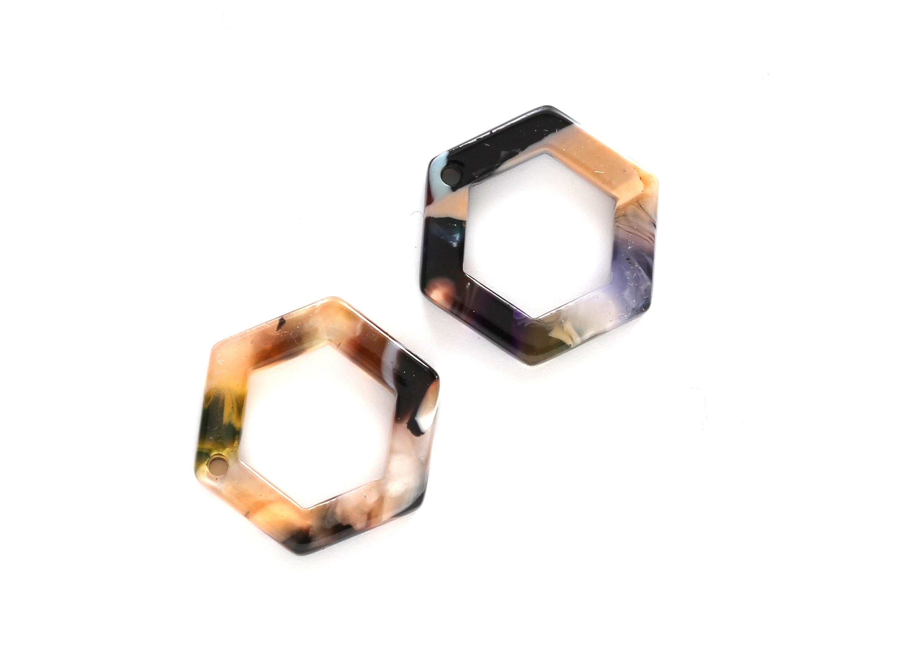 Acetate Hexagon Earring Charms - Acetate Hexagon Pendant - Earring Findings - Jewelry Supplies - Color Code: A58 - 20x18.1x2.6mm - AC1122E - DOMEDBAZAAR