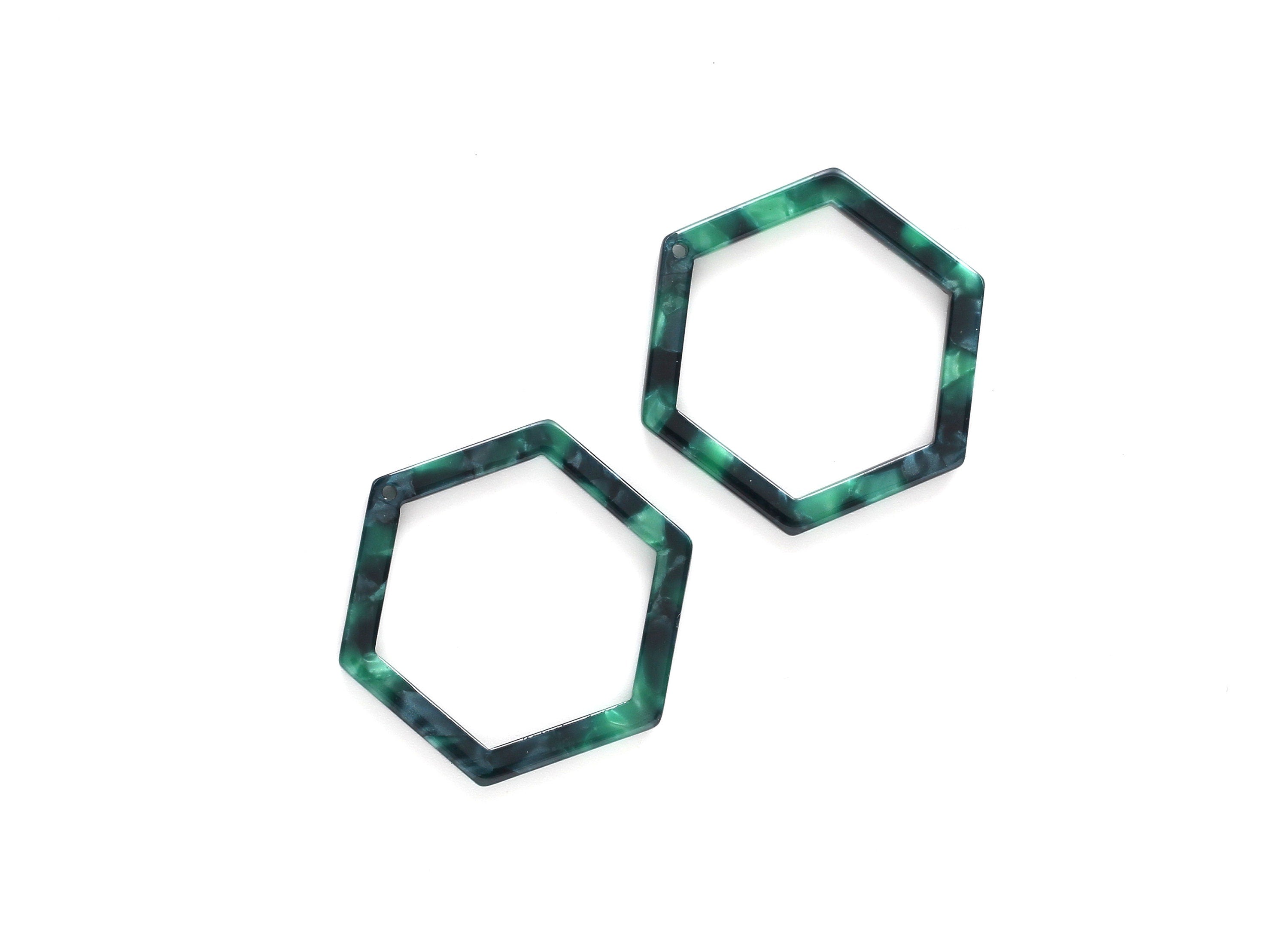 Acetate Hexagon Earring Charms - Hexagon Shaped Pendant - Earring Findings - Jewelry Supplies - Color Code: A13 - 36x32x2.68mm - AC1124C - DOMEDBAZAAR