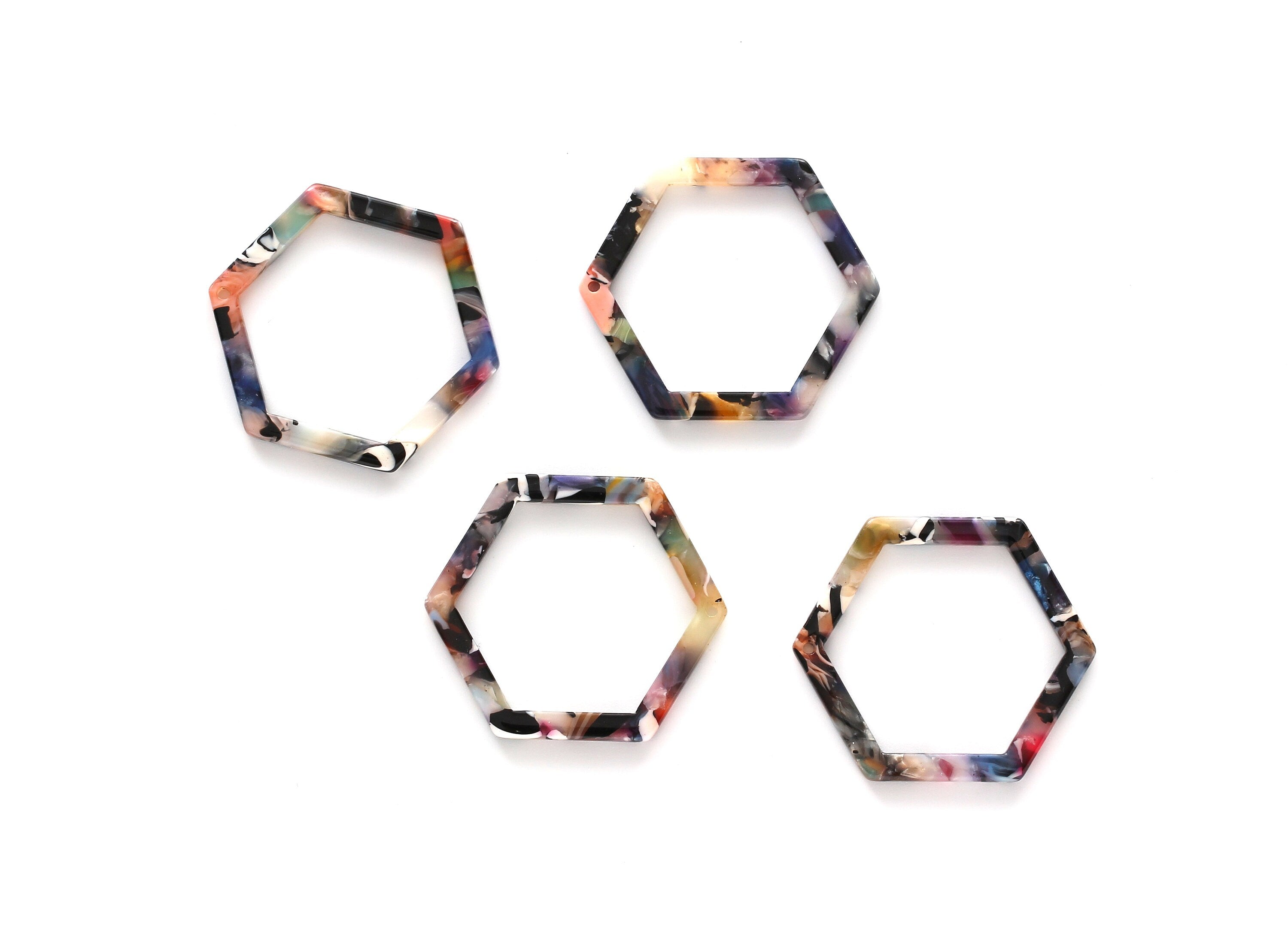 Acetate Hexagon Earring Charms - Hexagon Shaped Pendant - Earring Findings - Jewelry Supplies - Color Code: A58 - 36x32x2.68mm - AC1124E - DOMEDBAZAAR