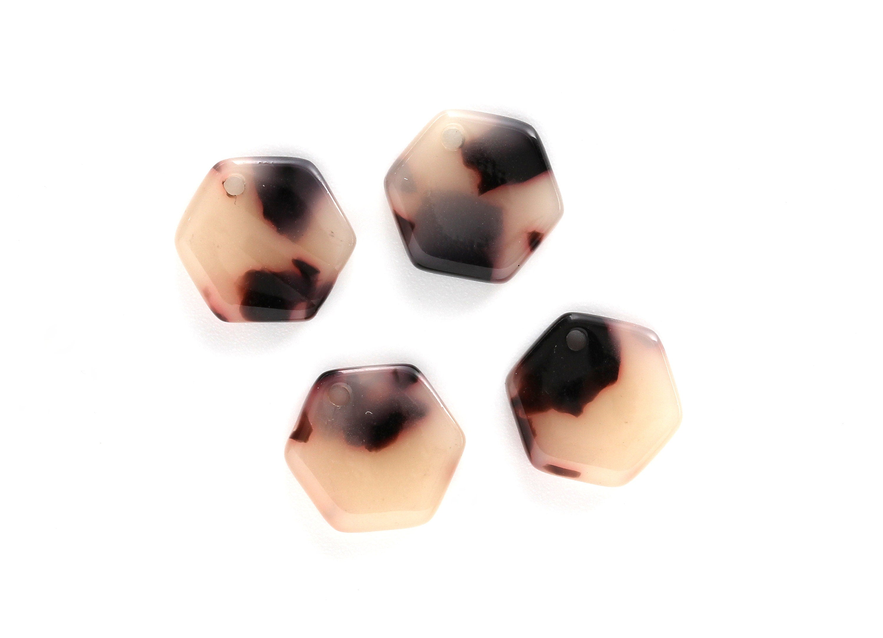 Acetate Acrylic Earring Charm - Blonde Tortoise Shell Earring - Hexagon Shaped Pendant - Color Code: A07 - 12x11x2.56mm - AC1121B - DOMEDBAZAAR