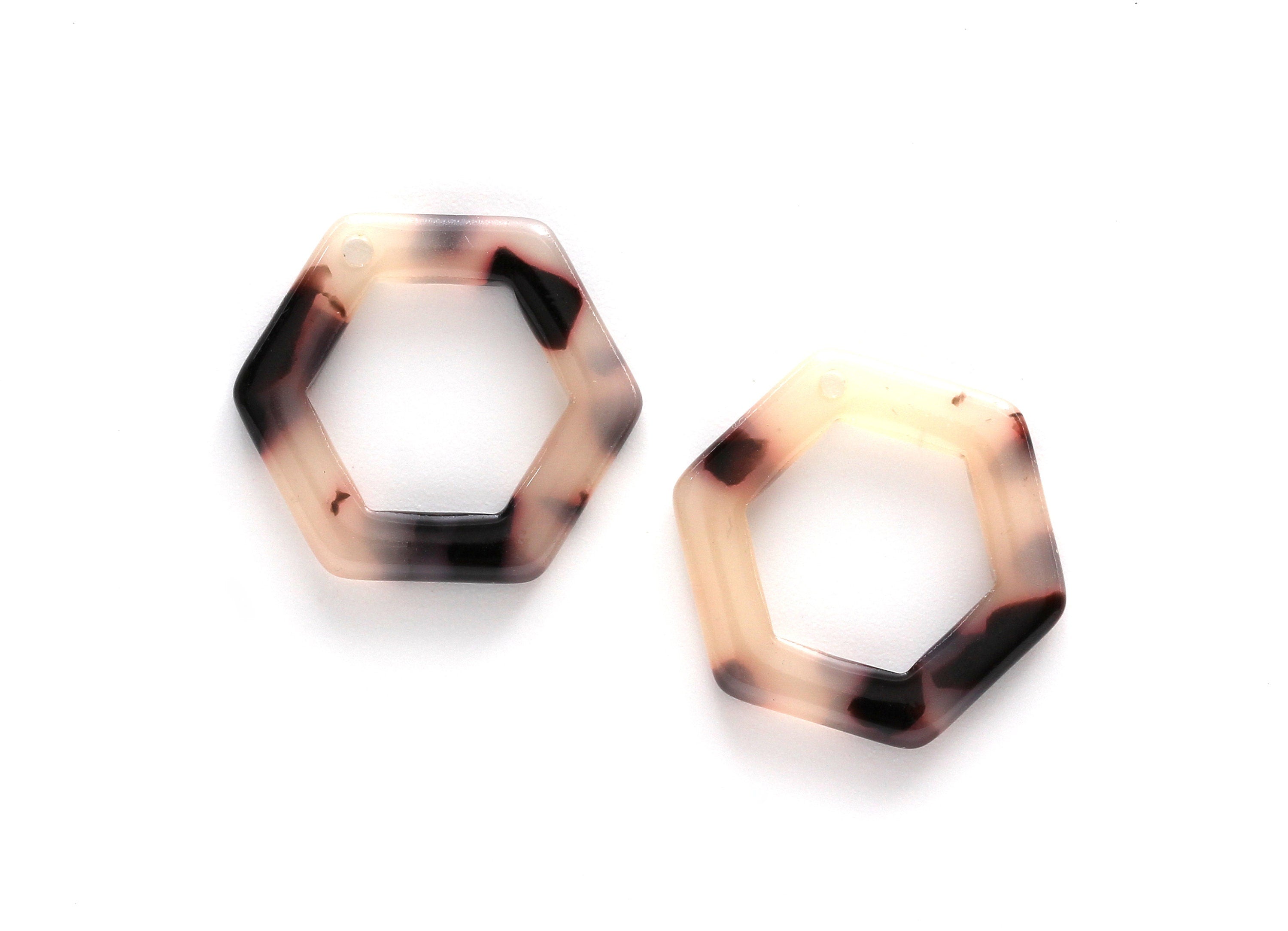Acetate Acrylic Earring Charm - Blonde Tortoise Shell Earring - Hexagon Shaped Pendant - Color Code: A07 -  20x18.1x2.6mm - AC1122B - DOMEDBAZAAR