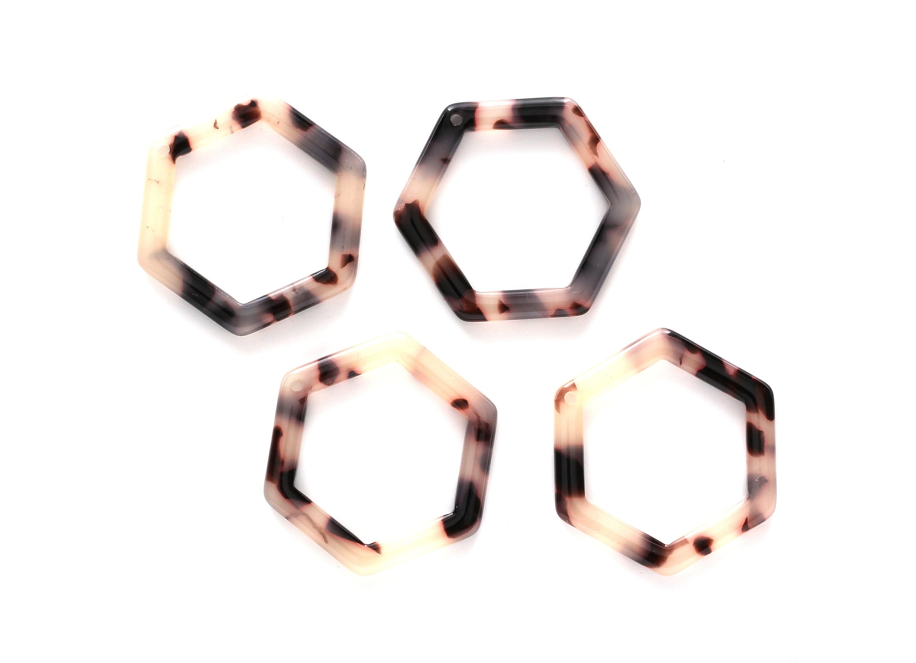 Acetate Acrylic Earring Charm - Blonde Tortoise Shell Hexagon Shaped Earrings - Color Code: A06 - 28.18x25x2.6mm - AC1123B - DOMEDBAZAAR