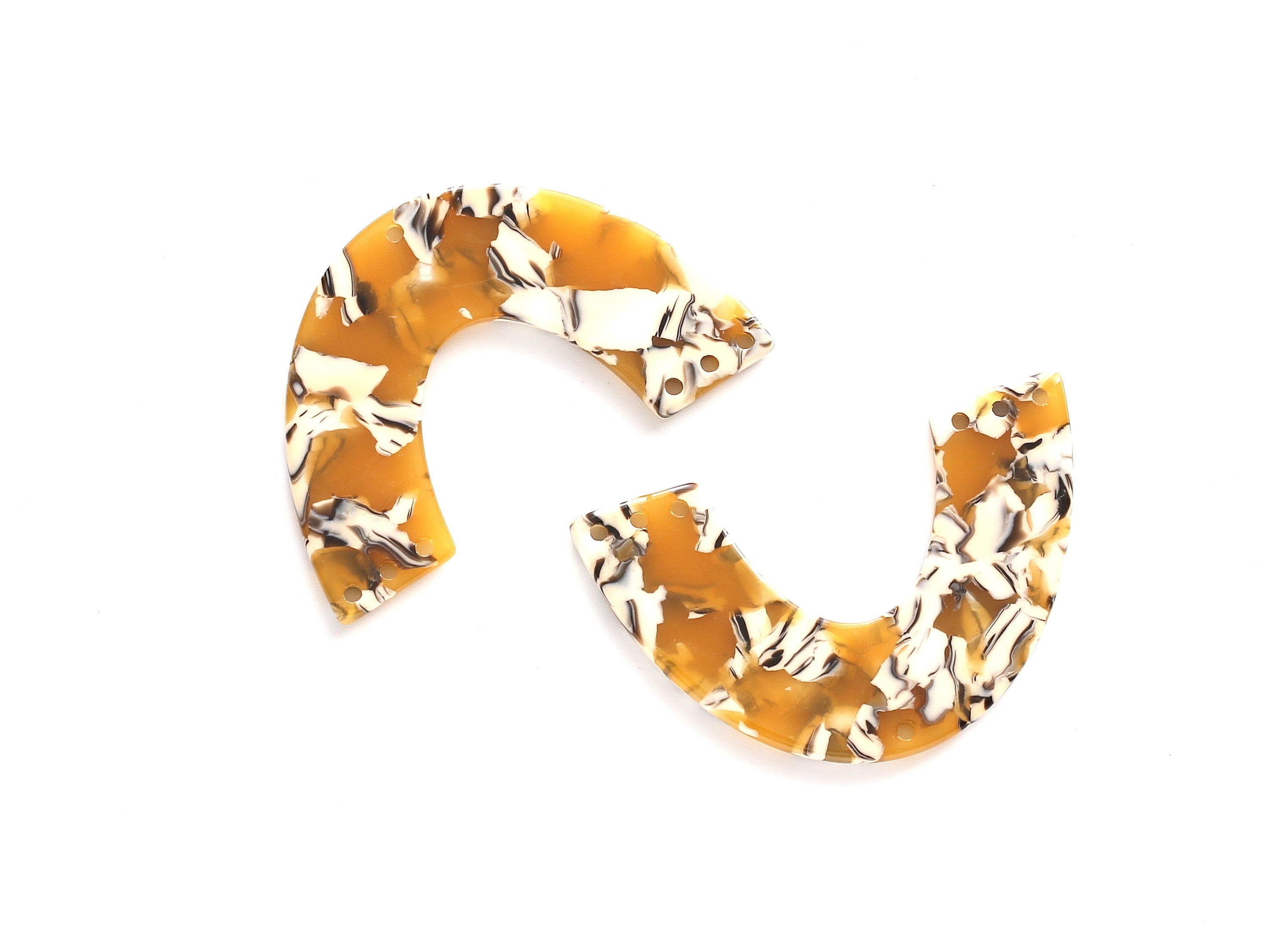 Acetate Large Arch Charms Seven Holes - Semi Oval Shaped Pendant - Jewelry Supplies - Color Code: A14 - 47.9x30.8x2.65mm - AC1095KK - DOMEDBAZAAR
