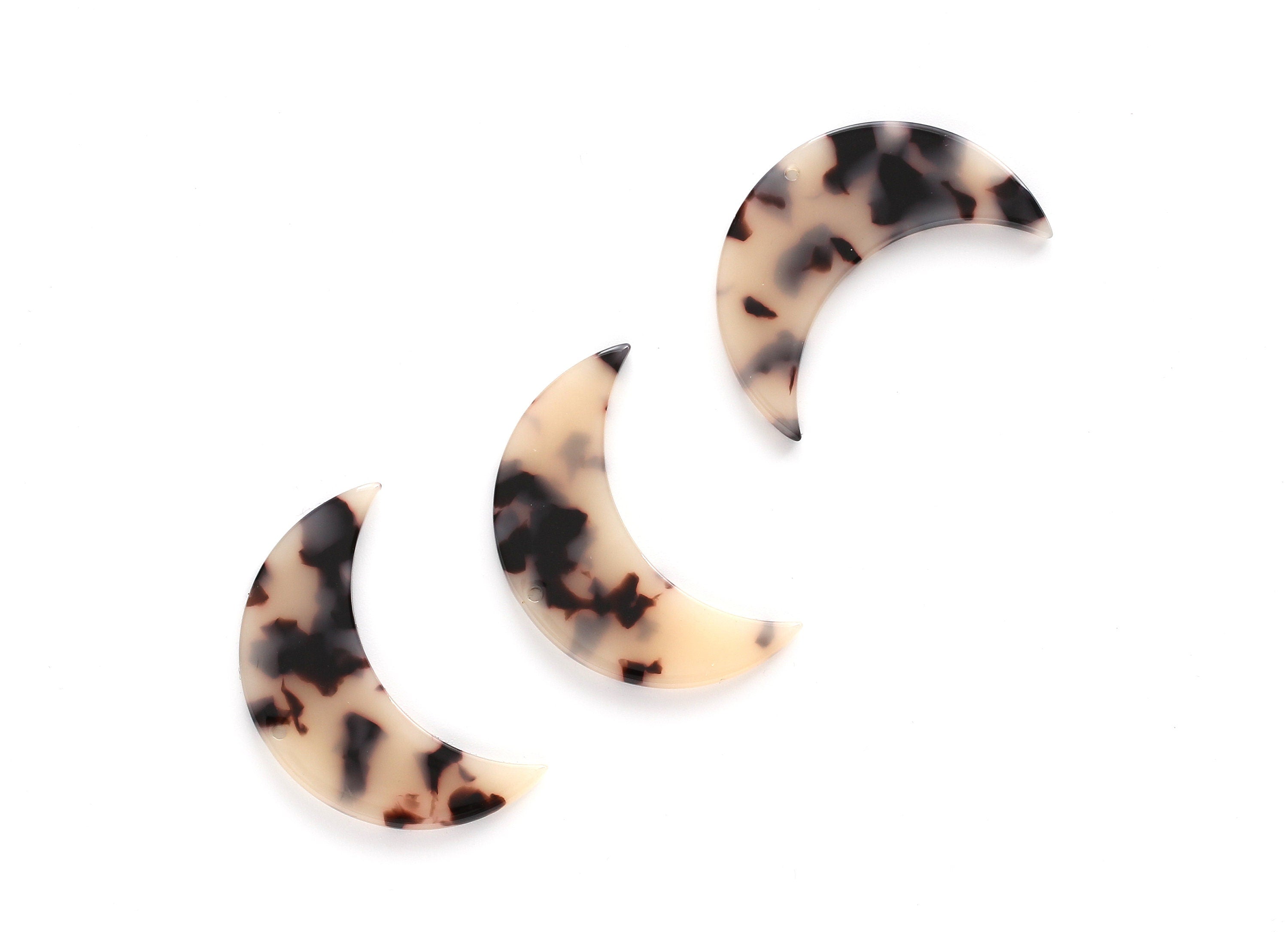 Acetate Moon Charms - 1 Holes - Blonde Tortoise Shell Earring - Moon Pendant - Jewelry Supplies - Color Code: A07 - 38x25.5x2.6mm - AC1111B - DOMEDBAZAAR