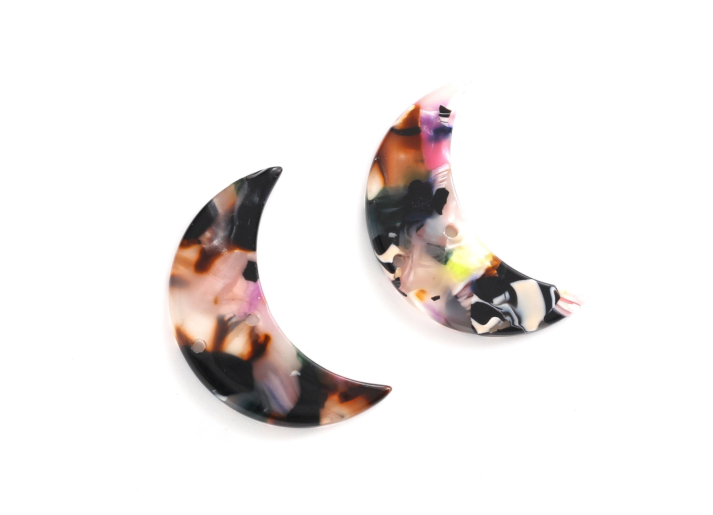 Acetate Moon Connector - Two Holes - Moon Earring and Pendant - Jewellery Supplies - Color Code: A11 - 29.9x19.4x2.6mm - AC1110EE - DOMEDBAZAAR