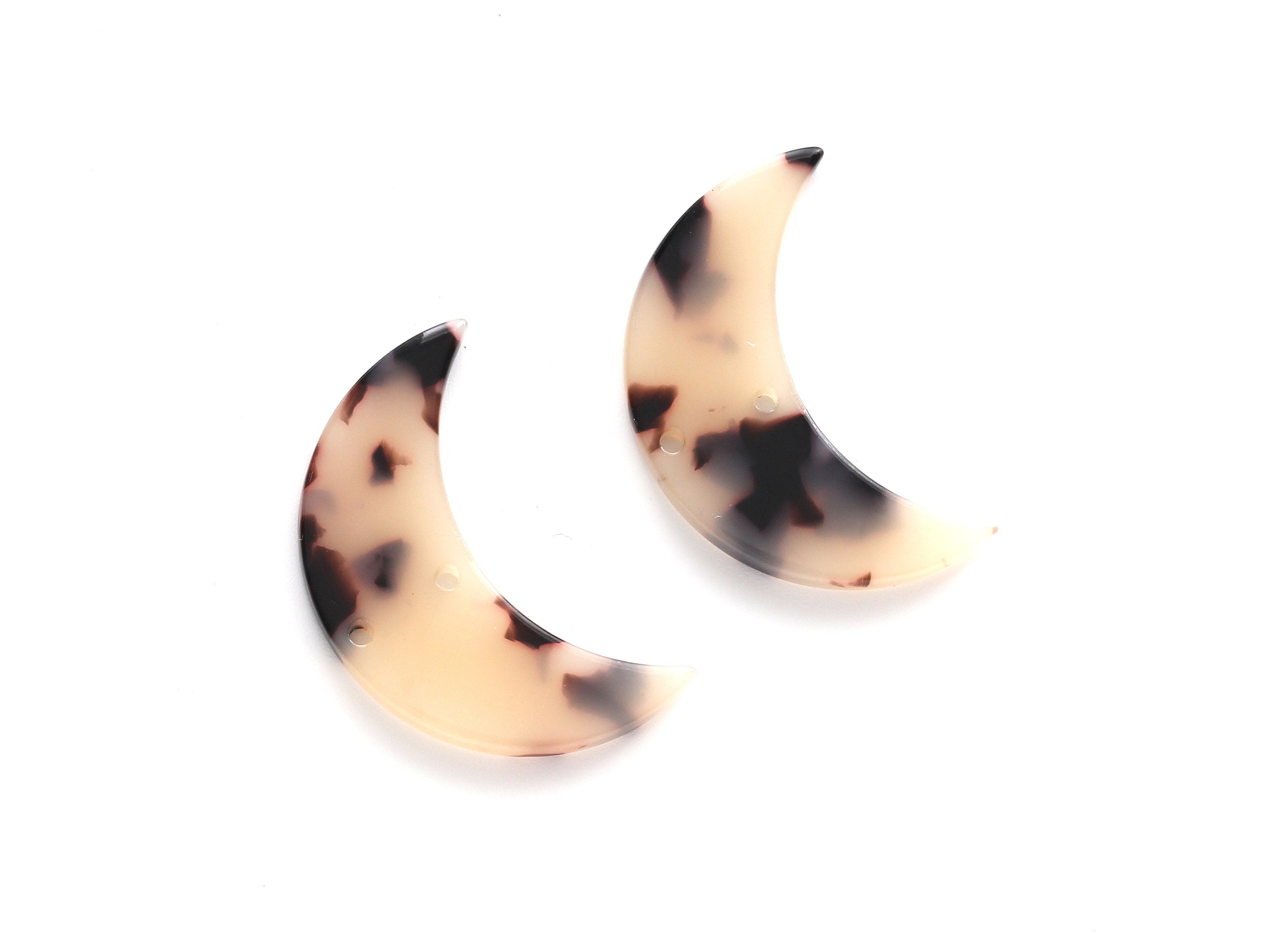 Acetate Moon Connector - Two Holes - Blonde Tortoise Shell Earrings - Moon Pendant - Color Code: A07 - 29.9x19.4x2.6mm - AC1110BB - DOMEDBAZAAR