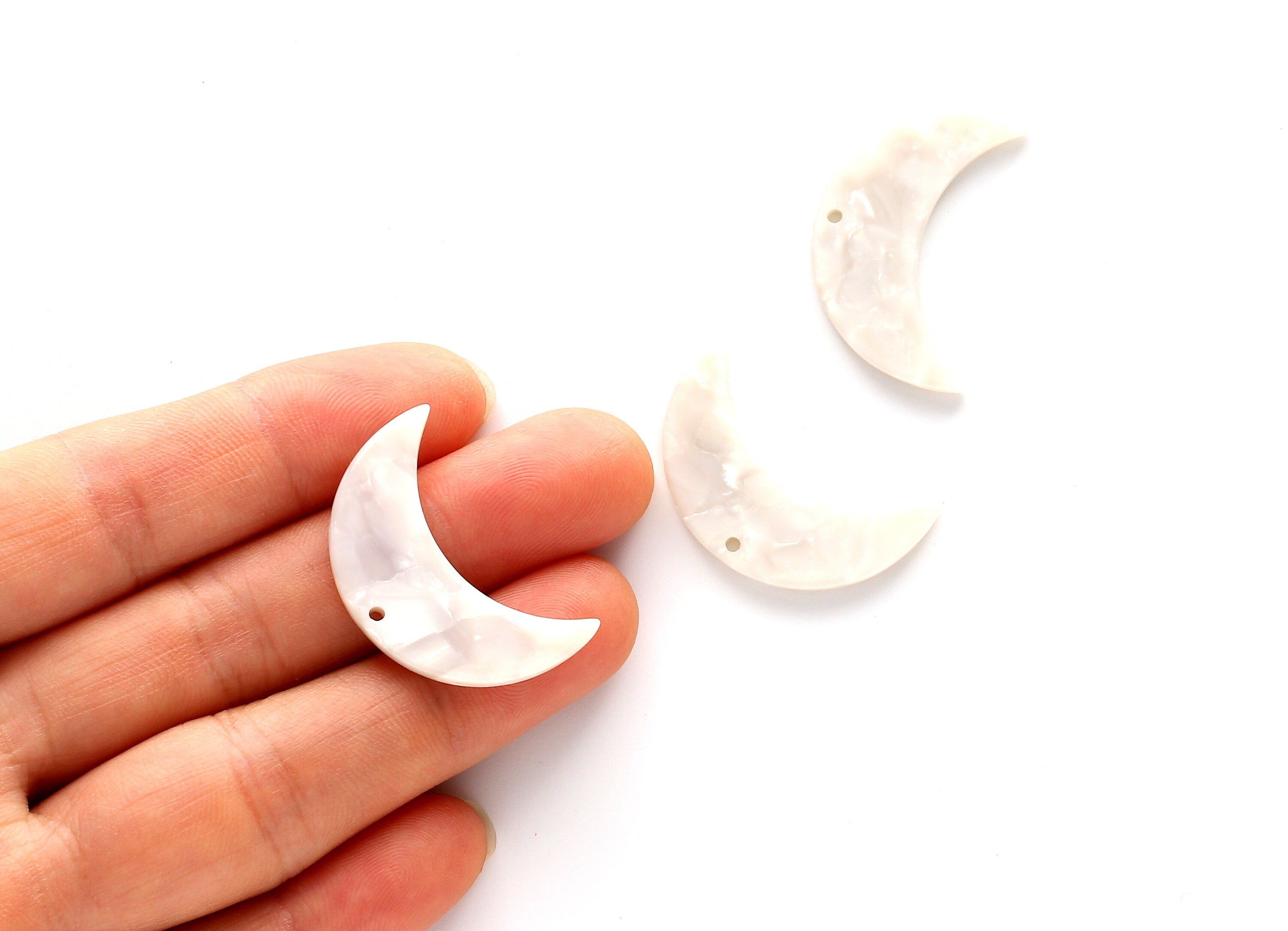 Acetate Moon Charms - 1 Holes - Moon Earring and Pendant - Earring Findings - Jewellery Supplies - Color Code: A12 - 30x19.4x2.6mm - AC1110D - DOMEDBAZAAR