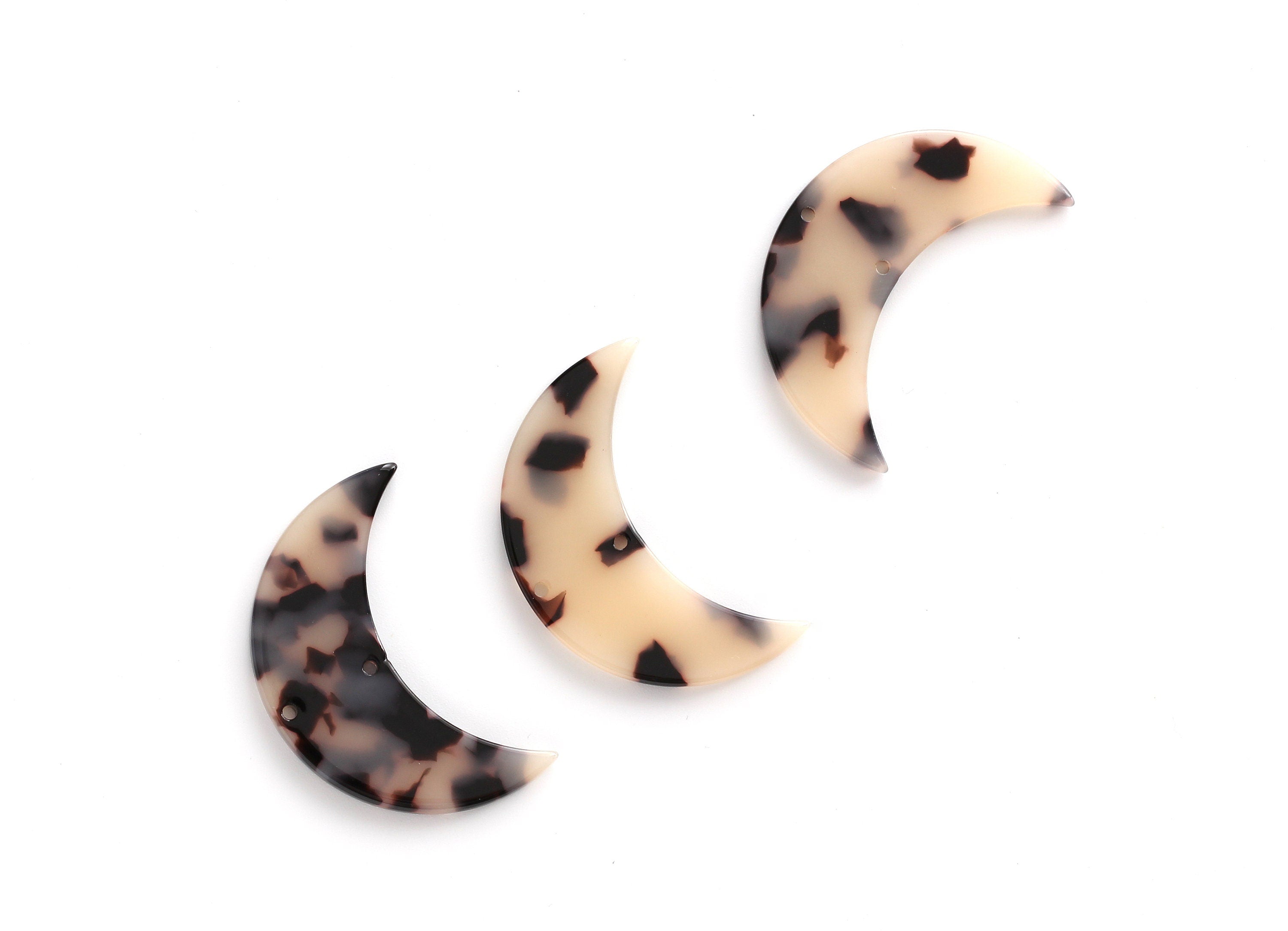 Acetate Moon Connector - Two Holes - Blonde Tortoise Shell Earrings - Moon Pendant - Color Code: A07 - 37.9x25.5x2.6mm - AC1111BB - DOMEDBAZAAR