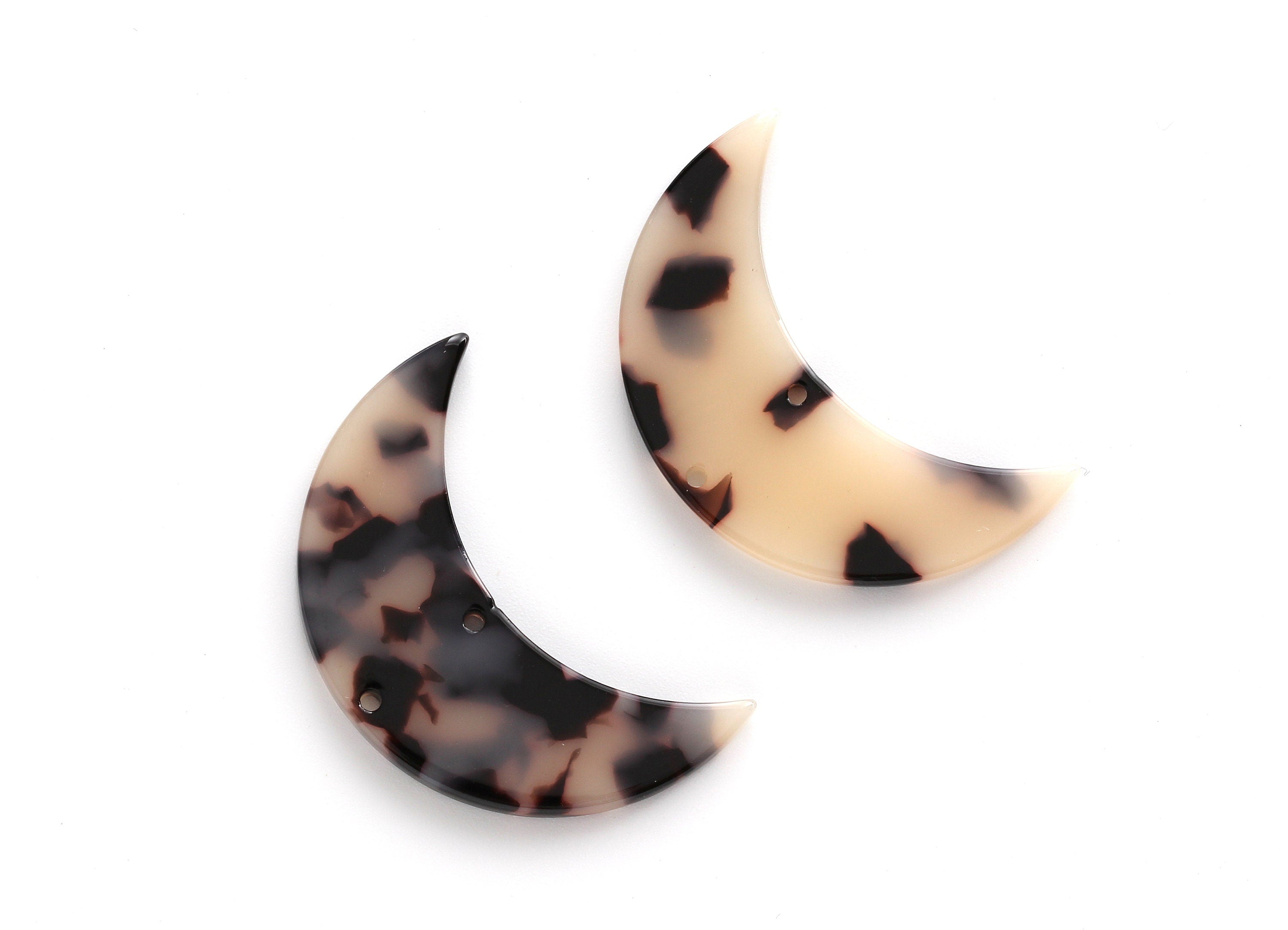 Acetate Moon Connector - Two Holes - Blonde Tortoise Shell Earrings - Moon Pendant - Color Code: A07 - 37.9x25.5x2.6mm - AC1111BB - DOMEDBAZAAR