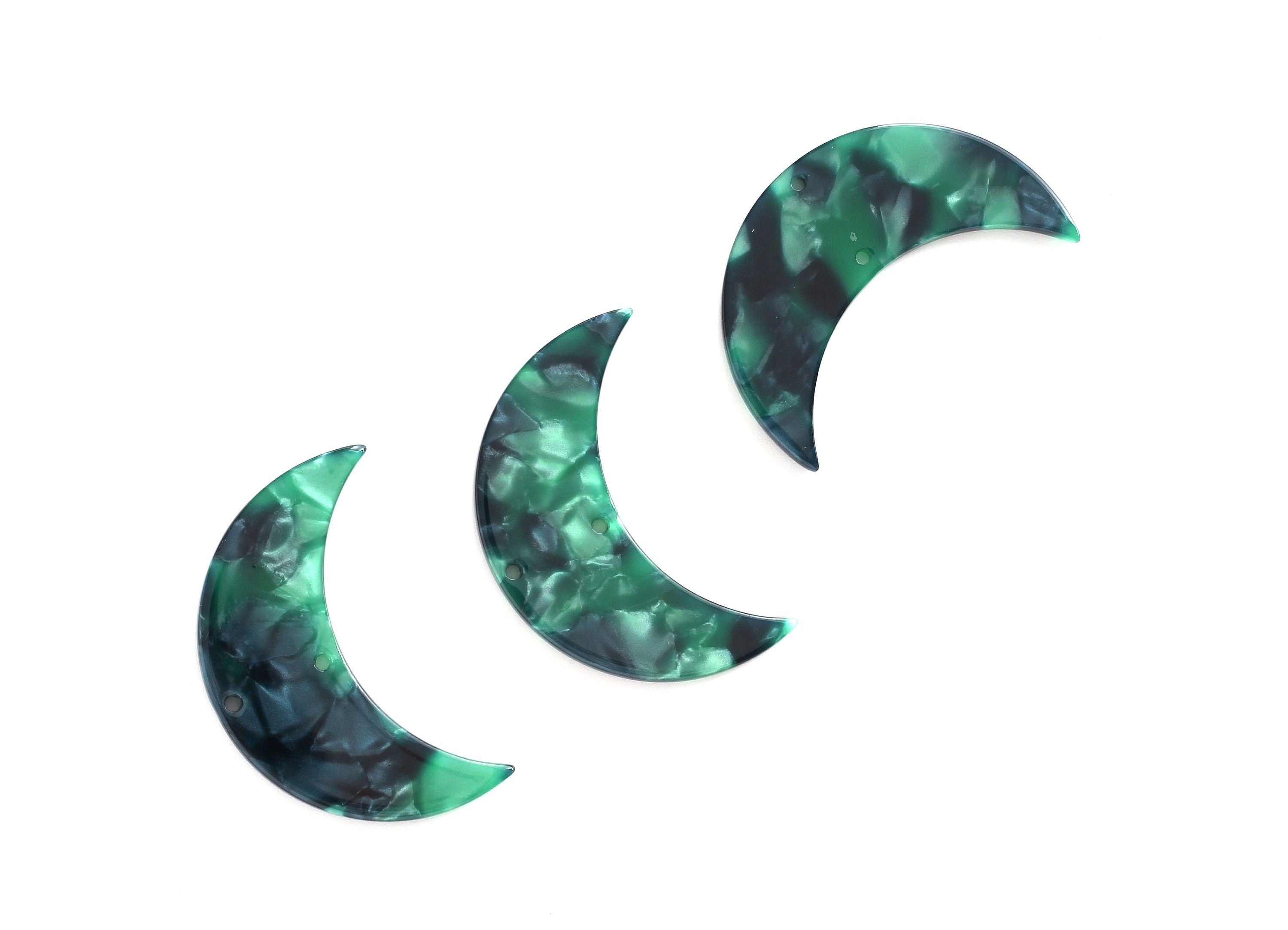 Acetate Moon Connector - Two Holes - Moon Earrings and Pendant - Jewelry Supplies - Color Code: A13 - 37.9x25.5x2.6mm - AC1111CC - DOMEDBAZAAR