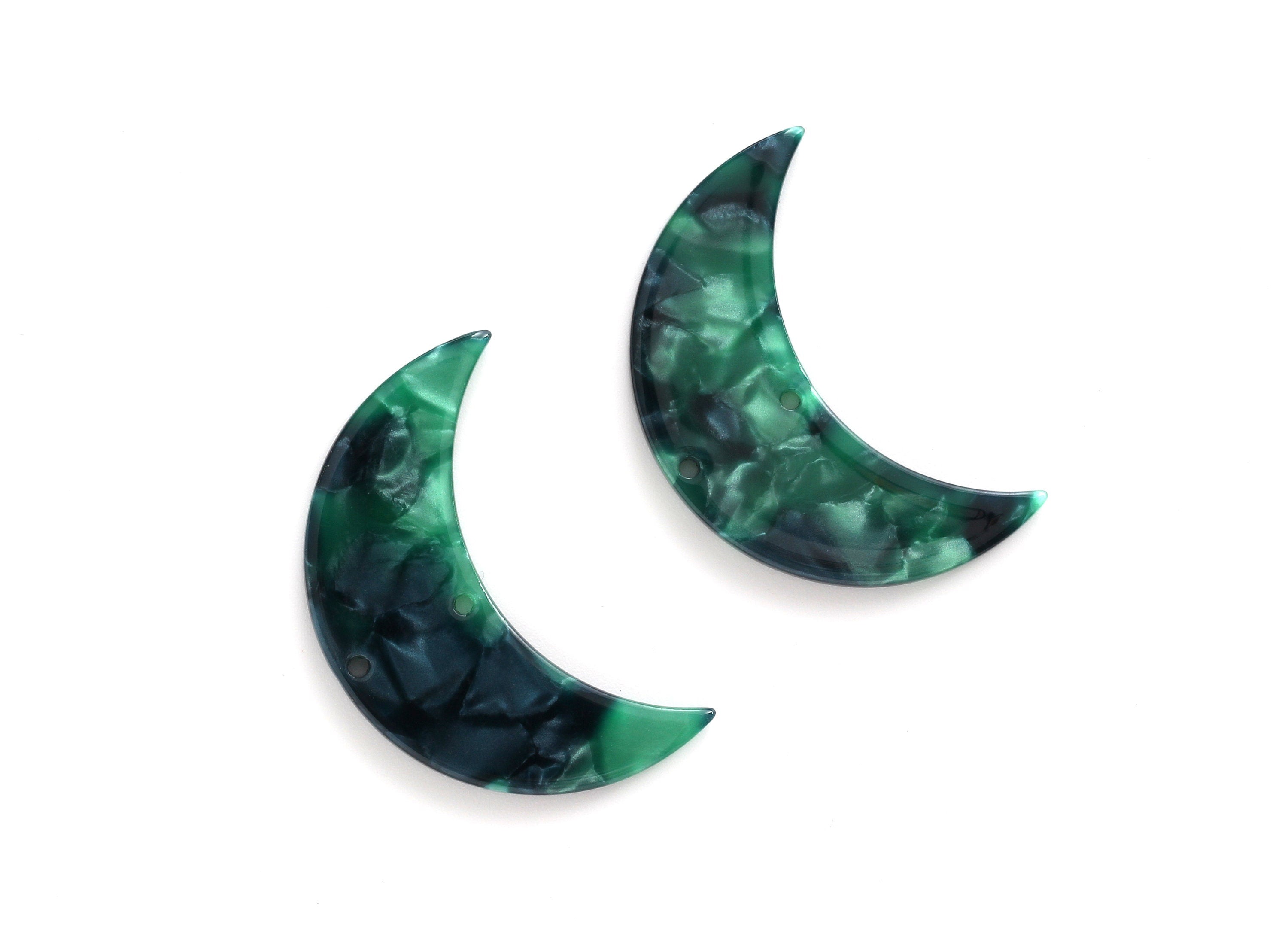 Acetate Moon Connector - Two Holes - Moon Earrings and Pendant - Jewelry Supplies - Color Code: A13 - 37.9x25.5x2.6mm - AC1111CC - DOMEDBAZAAR