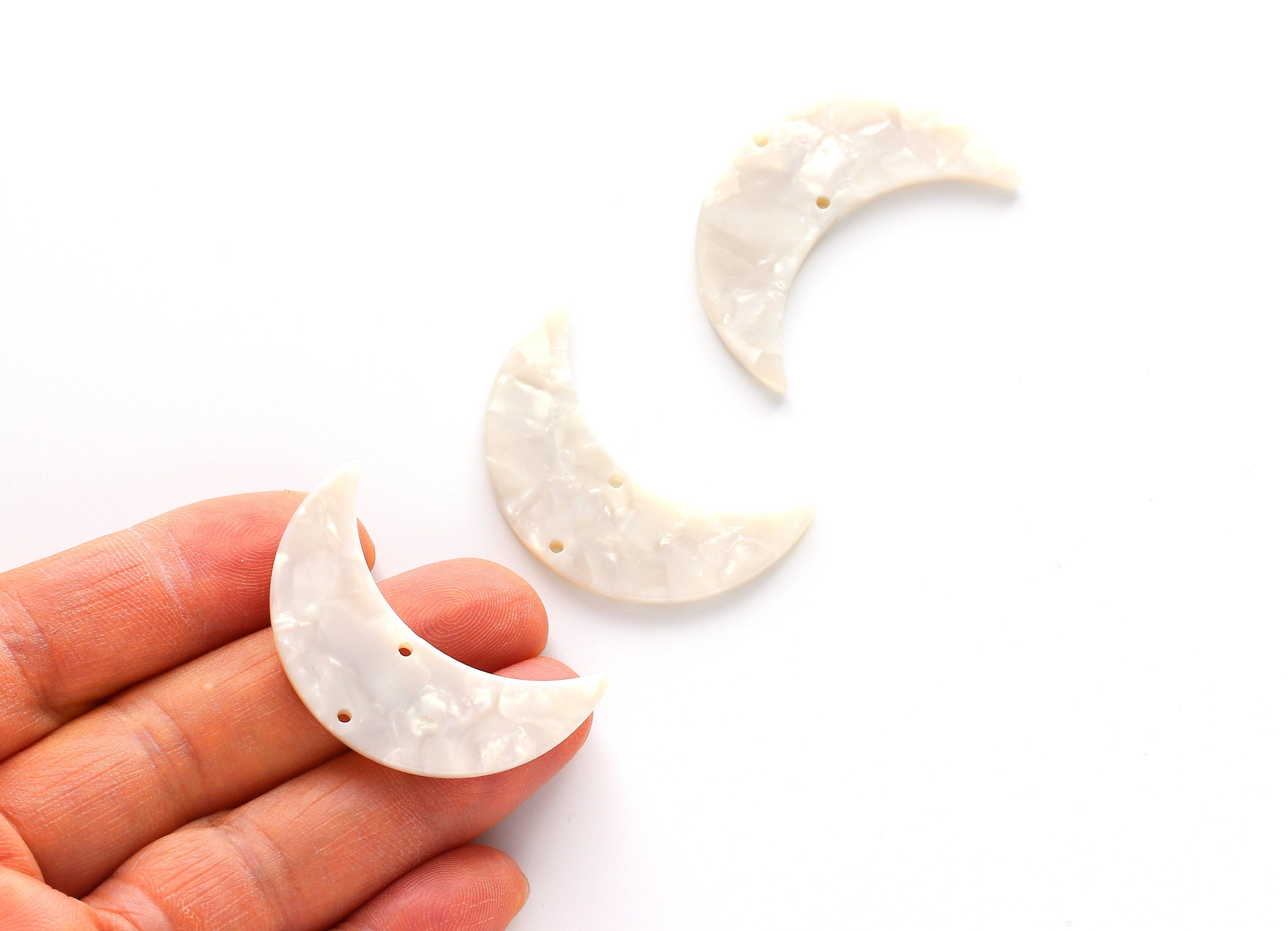 Acetate Moon Connector - Two Holes - Moon Earring and Pendant - Jewelry Supplies - Color Code: A12 - 37.9x25.5x2.6mm - AC1111DD - DOMEDBAZAAR