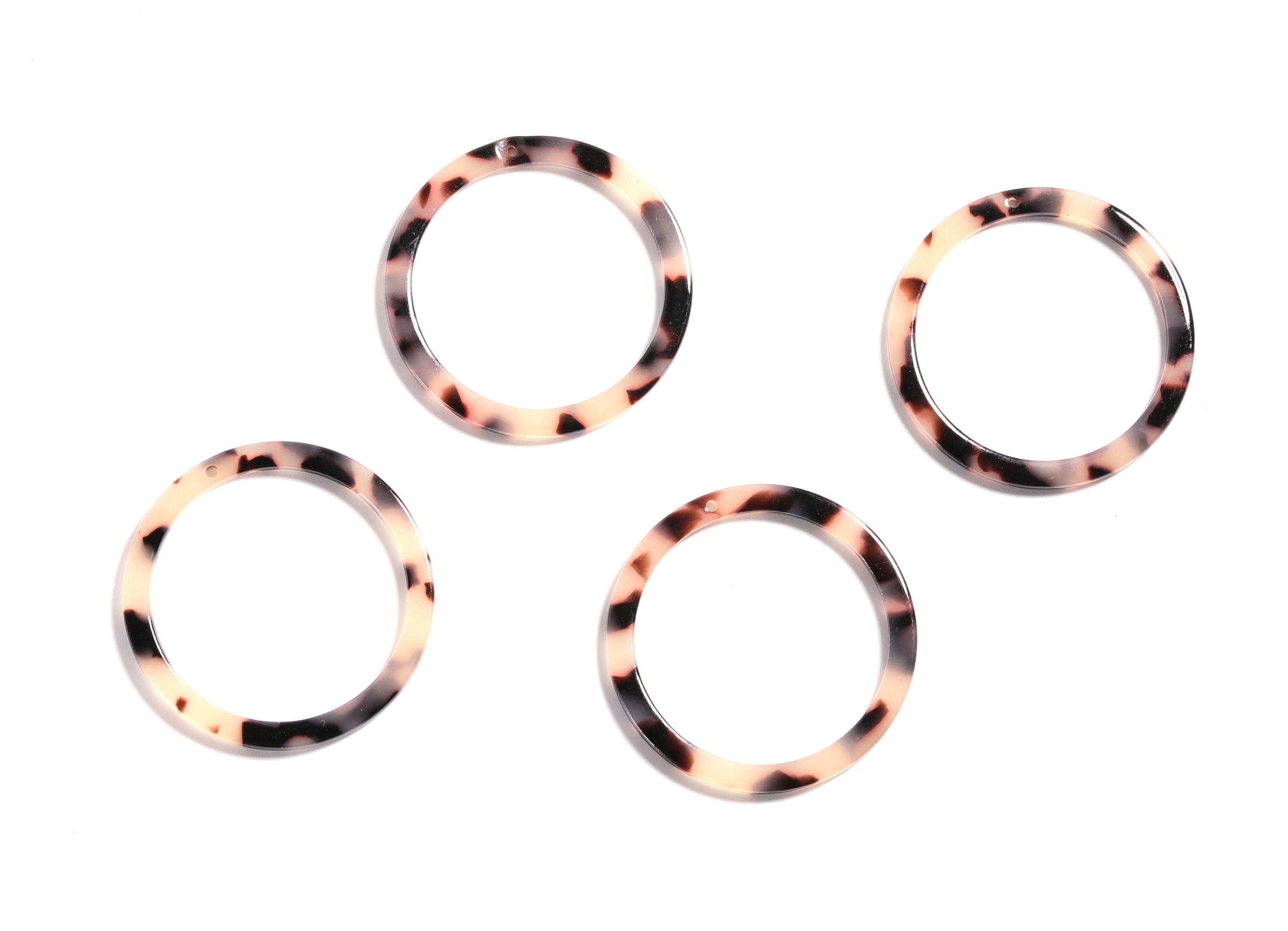 Acetate Hoop Earrings Charms - Blonde Tortoise Hoop Shell Earrings - Circle Shaped Pendant - Color Code: A07 - 36.5x36.5x2.6mm - AC1120B - DOMEDBAZAAR