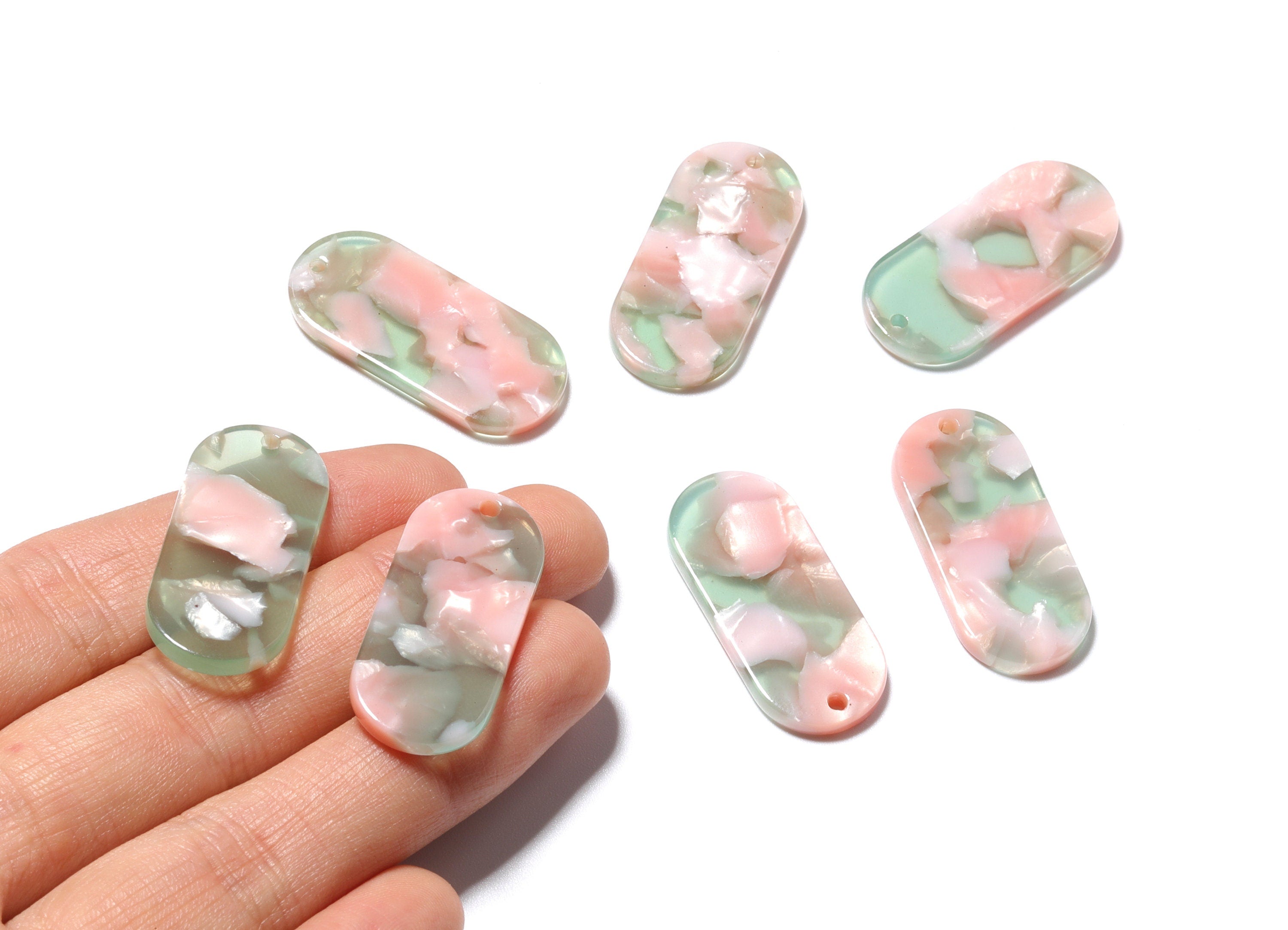 Acetate Oval Earring Charms -  Acrylic Oval Pendant - Earring Findings - Jewelry Supplies - Color Code: A156 - 30.65x13.76x2.66mm - AC1134C - DOMEDBAZAAR