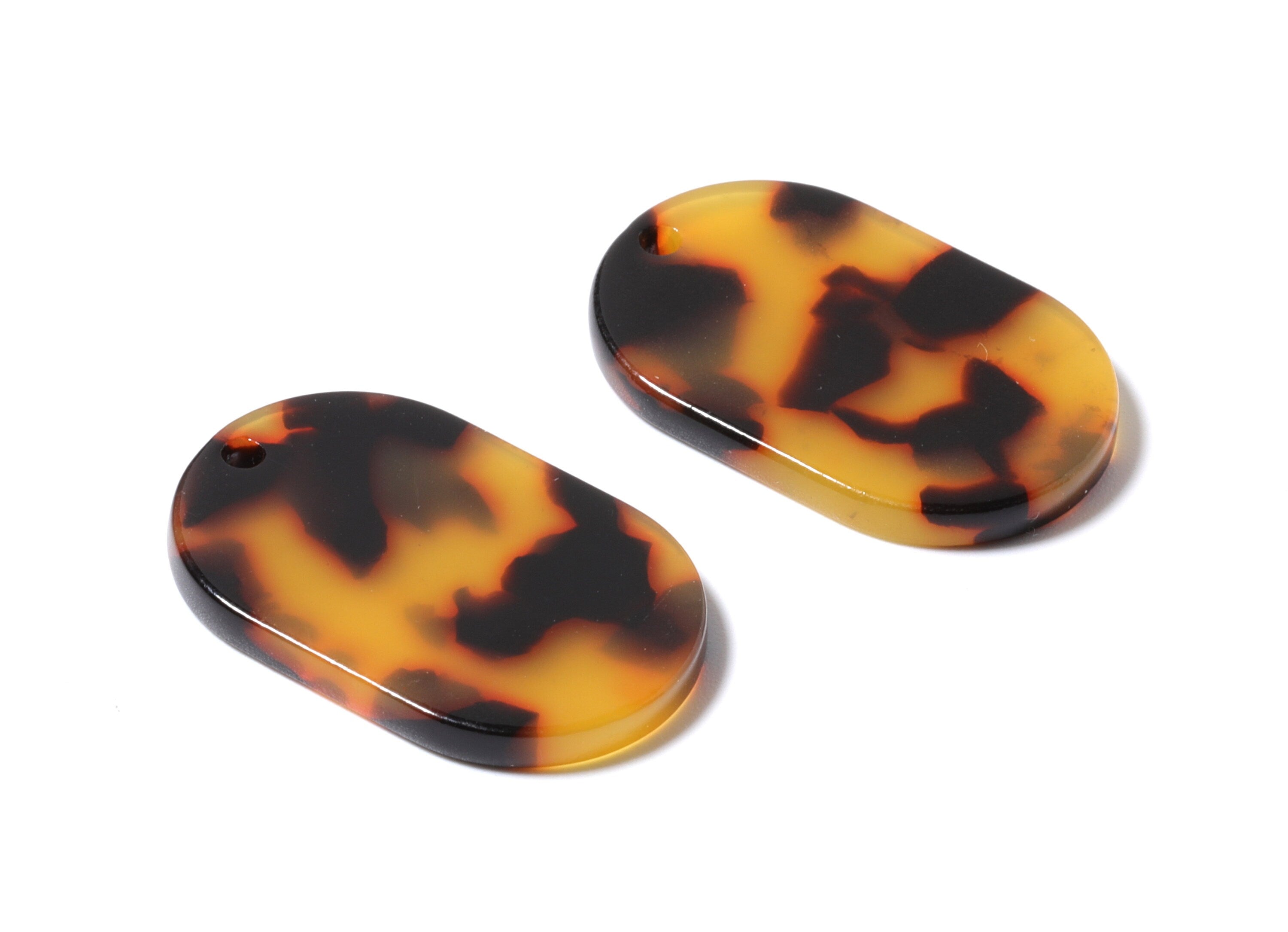 Acrylic Earring Charms - Tortoise Shell Earrings - Oval Pendant - Jewelry Making Supplies - Color Code: A01 - 26x13.7x2.53mm  - AC1158F - DOMEDBAZAAR
