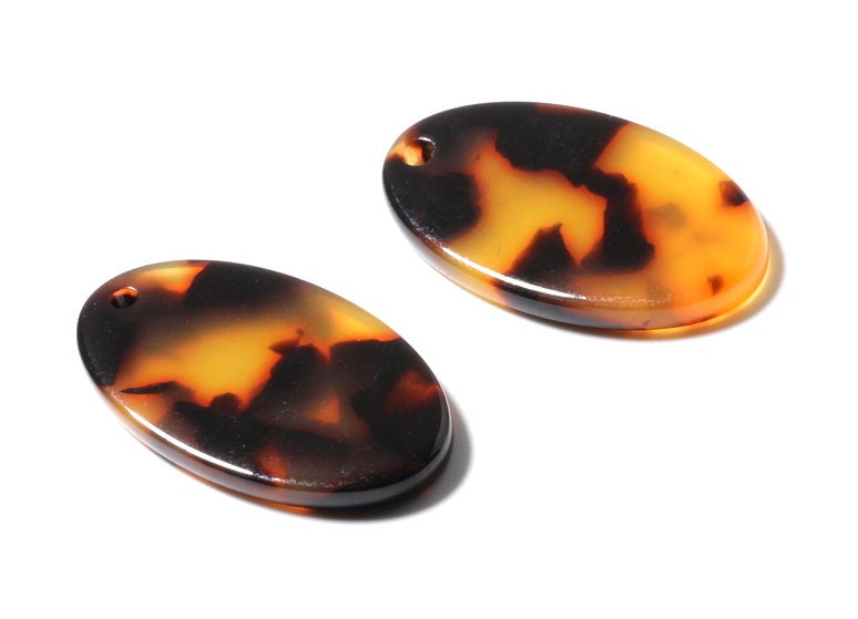 Acetate Oval Earring Charms - Tortoise Shell Earrings - Oval Pendant - Jewelry Making Supplies - Color Code: A01 - 26x13.7x2.53mm  - AC1163A - DOMEDBAZAAR