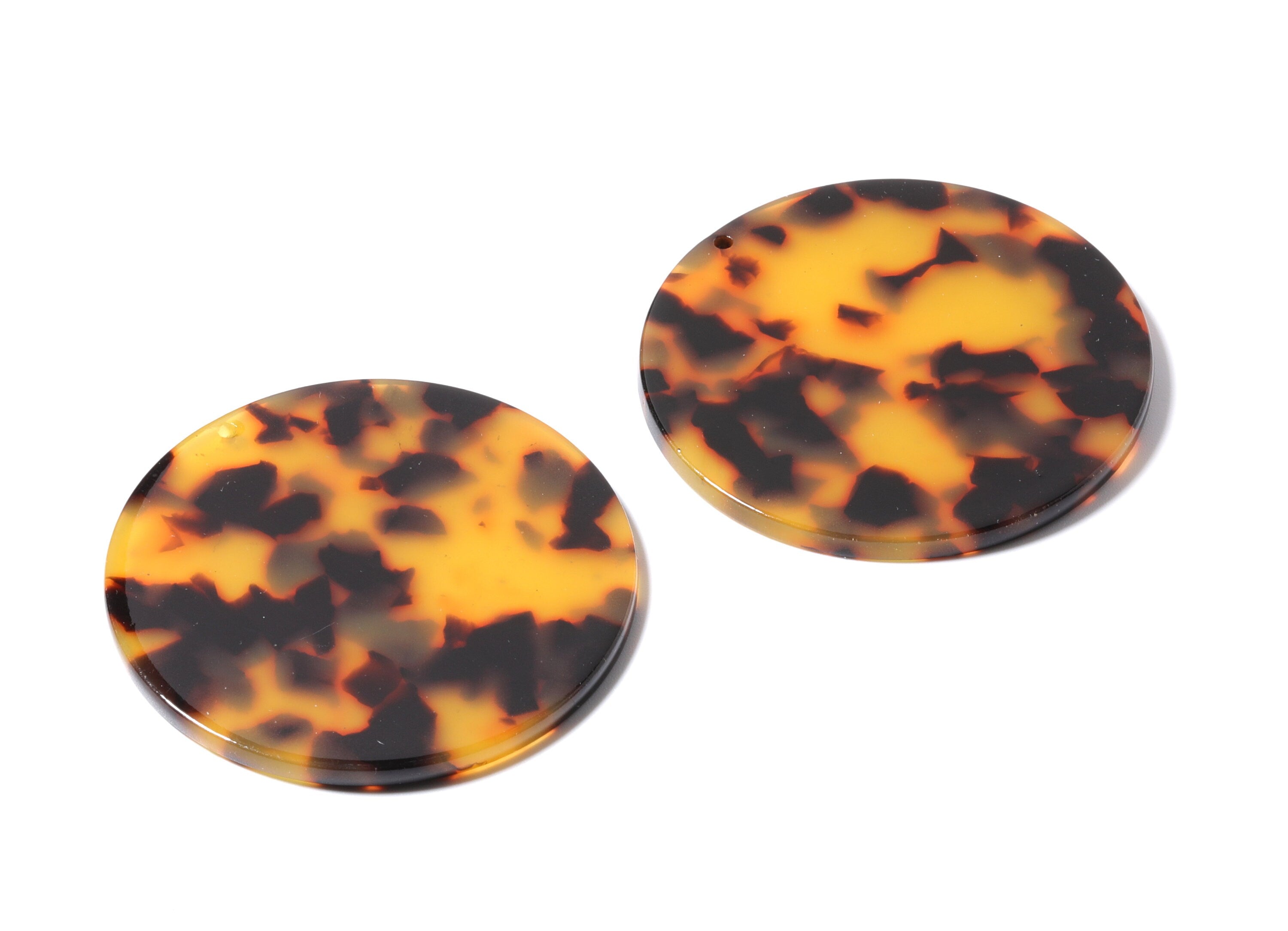 Acetate Acrylic Earring Charms - Matte Tortoise Shell Earrings - Coin Pendant - Jewelry Making Supplies - 47.78x47.78x2.75mm - AC1160E - DOMEDBAZAAR