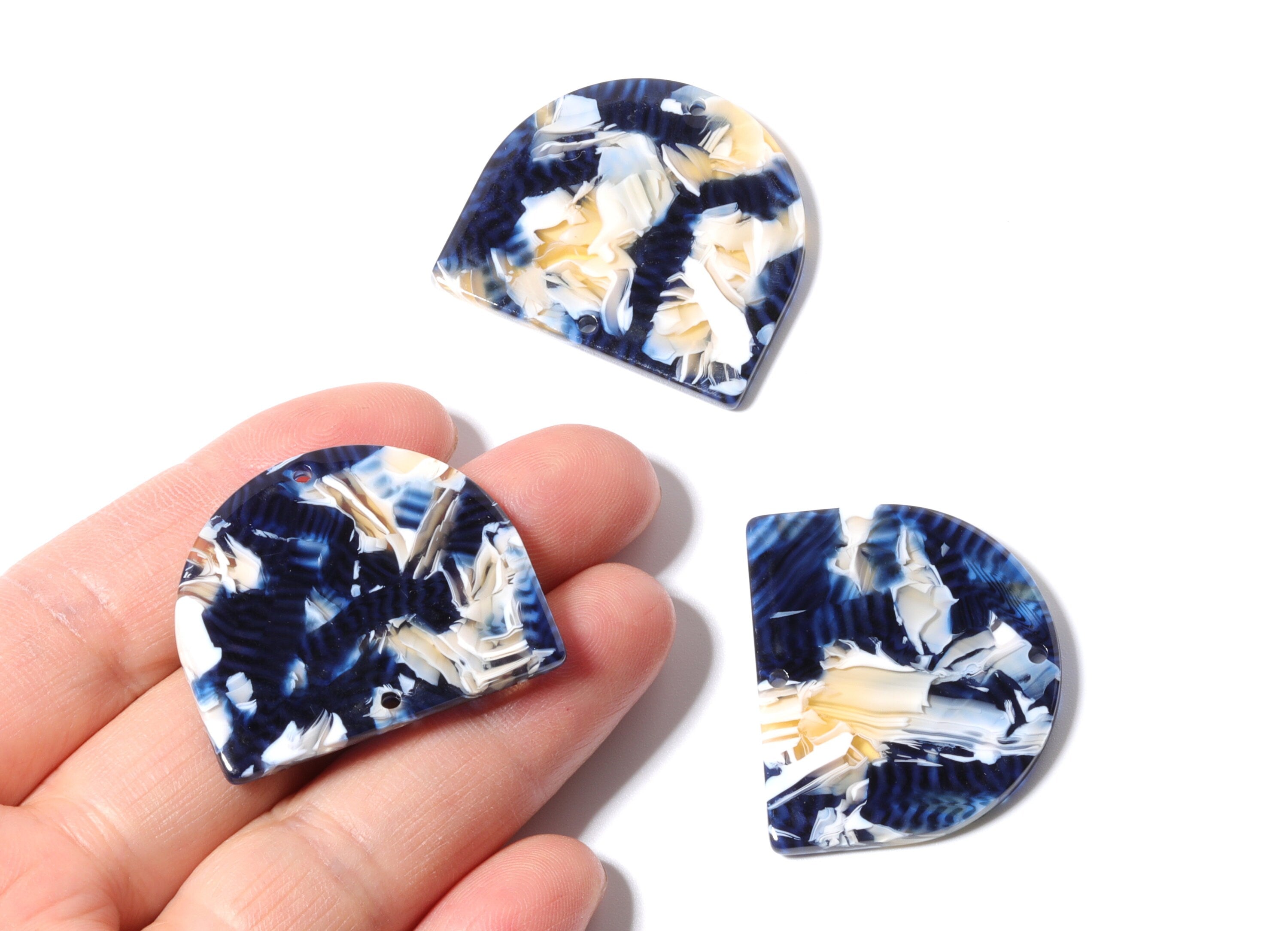 Acetate D Earring Charms -  D Shaped Pendant - Earring Findings - Jewelry Supplies - Color Code: A27 - 29.5x34.3x2.48mm - AC1634-A27 - DOMEDBAZAAR