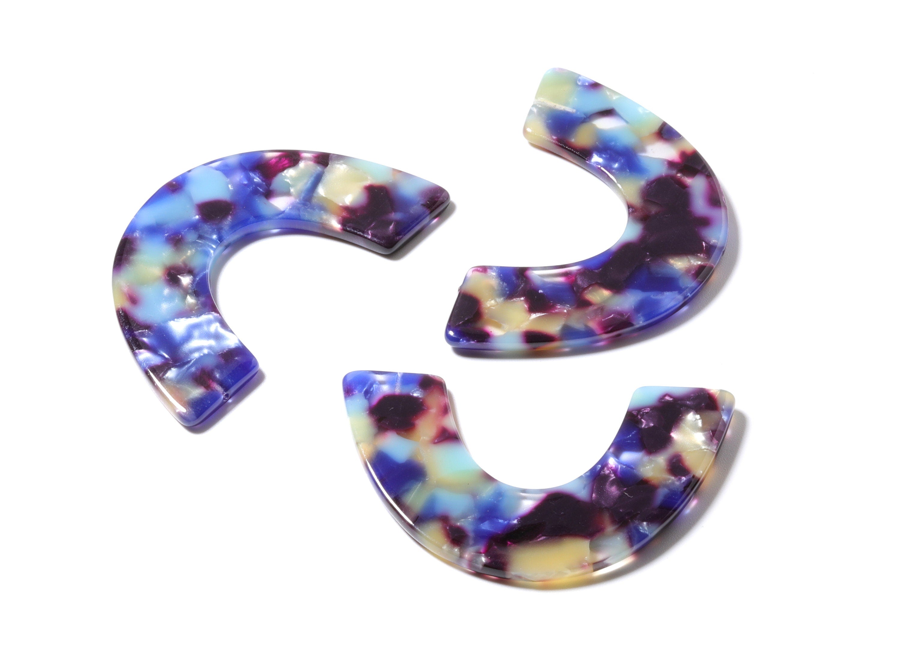 Acetate Large Arch Earring Charms One Hole - Semi Oval & U Shaped Pendant - Color Code: A23 - 30.5x48.2x2.51mm - AC1095H3 - DOMEDBAZAAR
