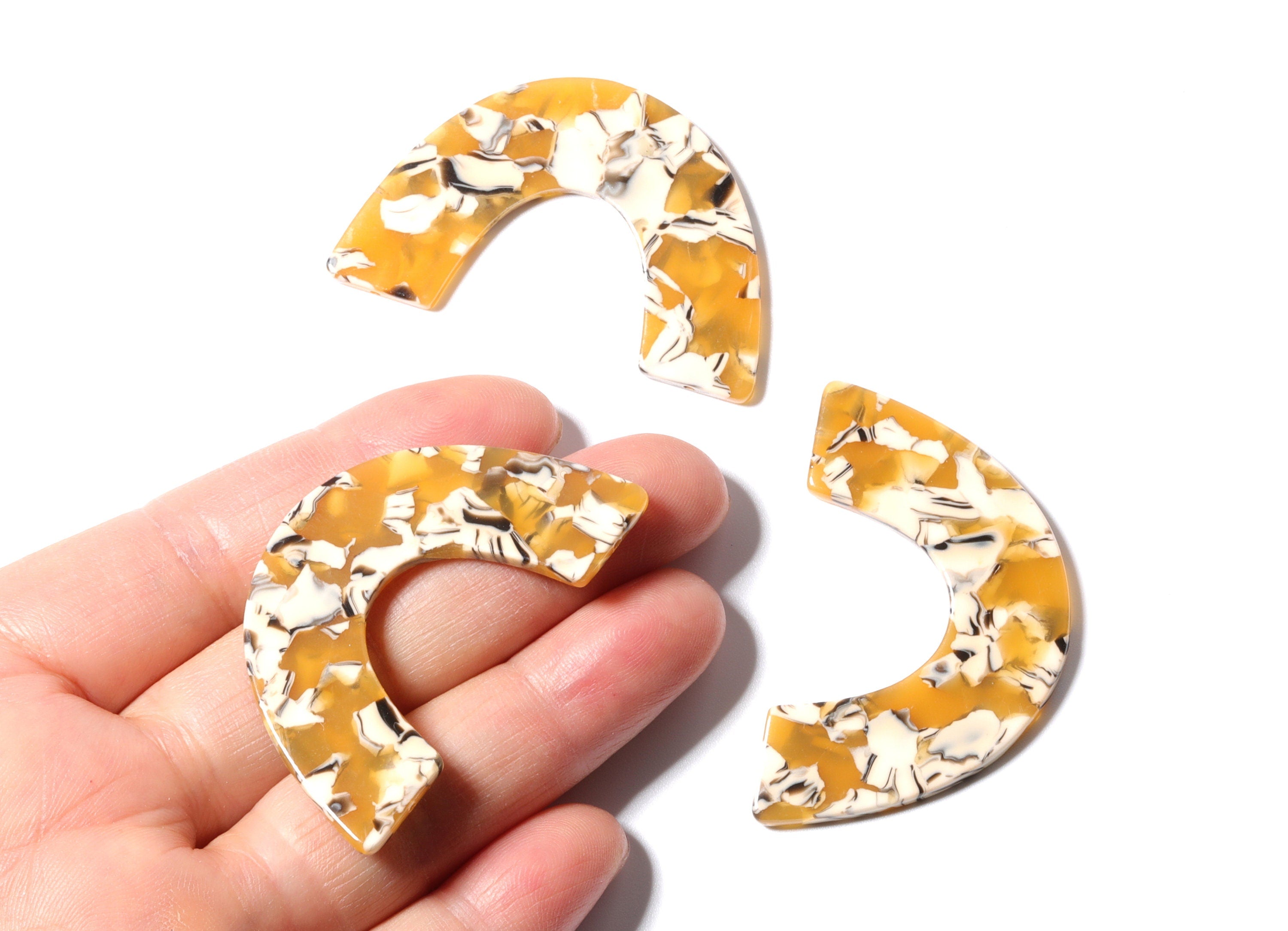 Acetate Large Arch Charms Two Hole - Semi Oval & U Shaped Pendant - Jewelry Supplies - Color Code: A14 - 30.5x48.2x2.51mm - AC1095K9 - DOMEDBAZAAR