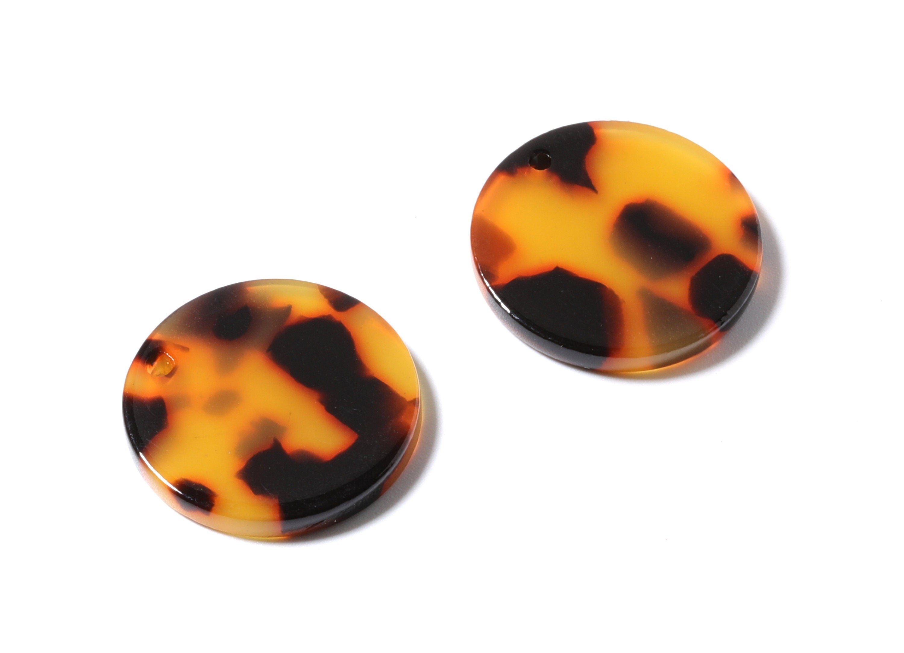 Acetate Acrylic Earring Charms - Tortoise Shell Earrings - Coin Pendant - Jewelry Supplies - Color Code: A02 - 21.85x21.85x2.68mm - AC1170A - DOMEDBAZAAR