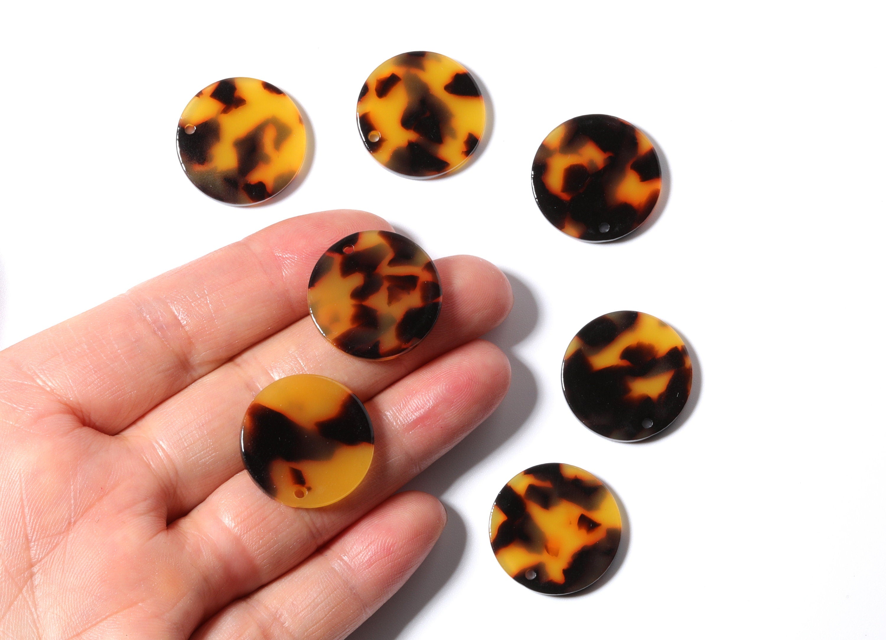 Acetate Acrylic Earring Charms - Tortoise Shell Earrings - Coin Pendant - Jewelry Supplies - Color Code: A02 - 21.85x21.85x2.68mm - AC1170A - DOMEDBAZAAR