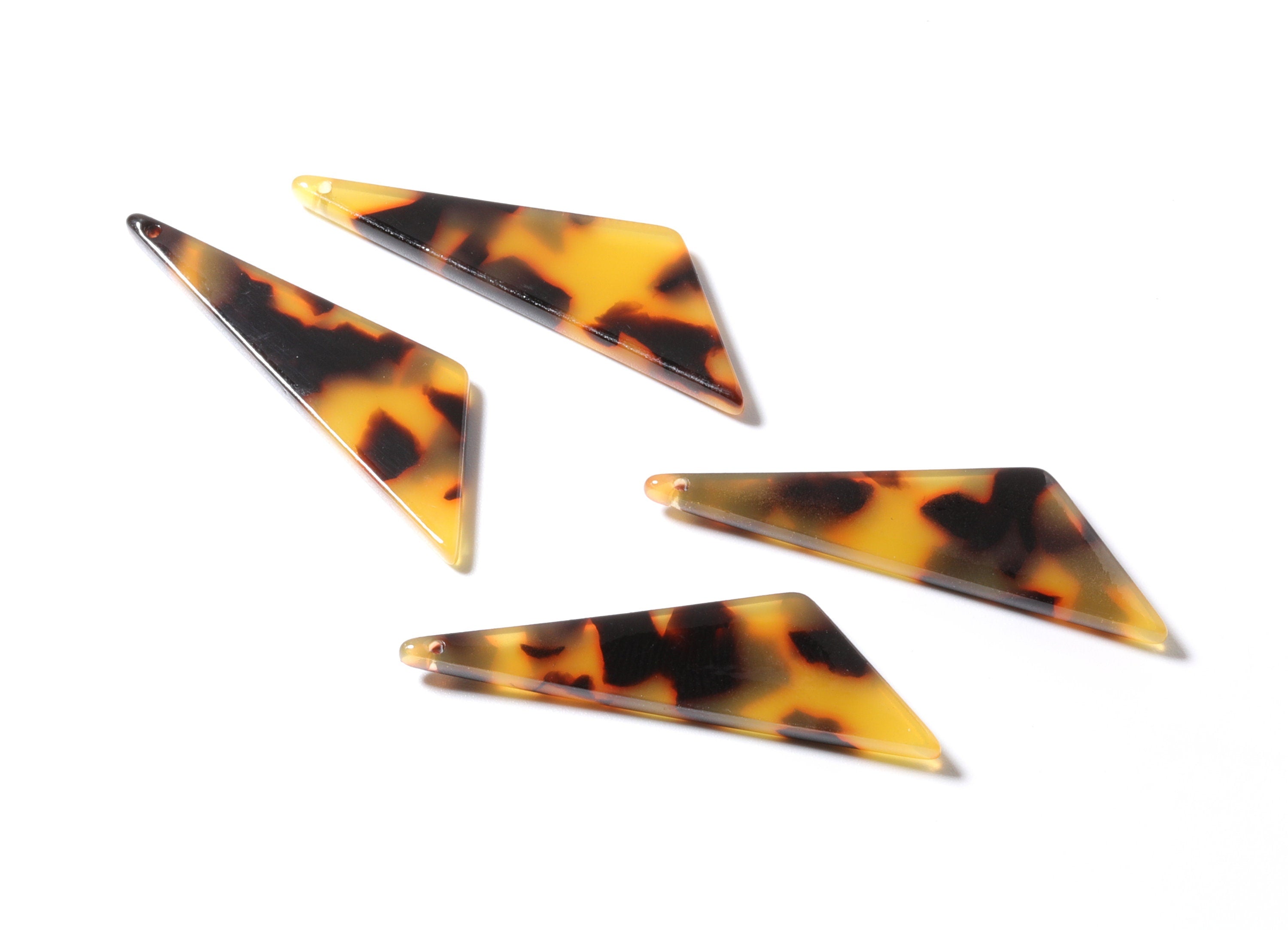 Acetate Acrylic Earring Charms - Tortoise Shell Earrings - Triangle Pendant - Jewelry Supplies - Color Code: A01 - 40x11.44x2.68mm - AC1162A - DOMEDBAZAAR