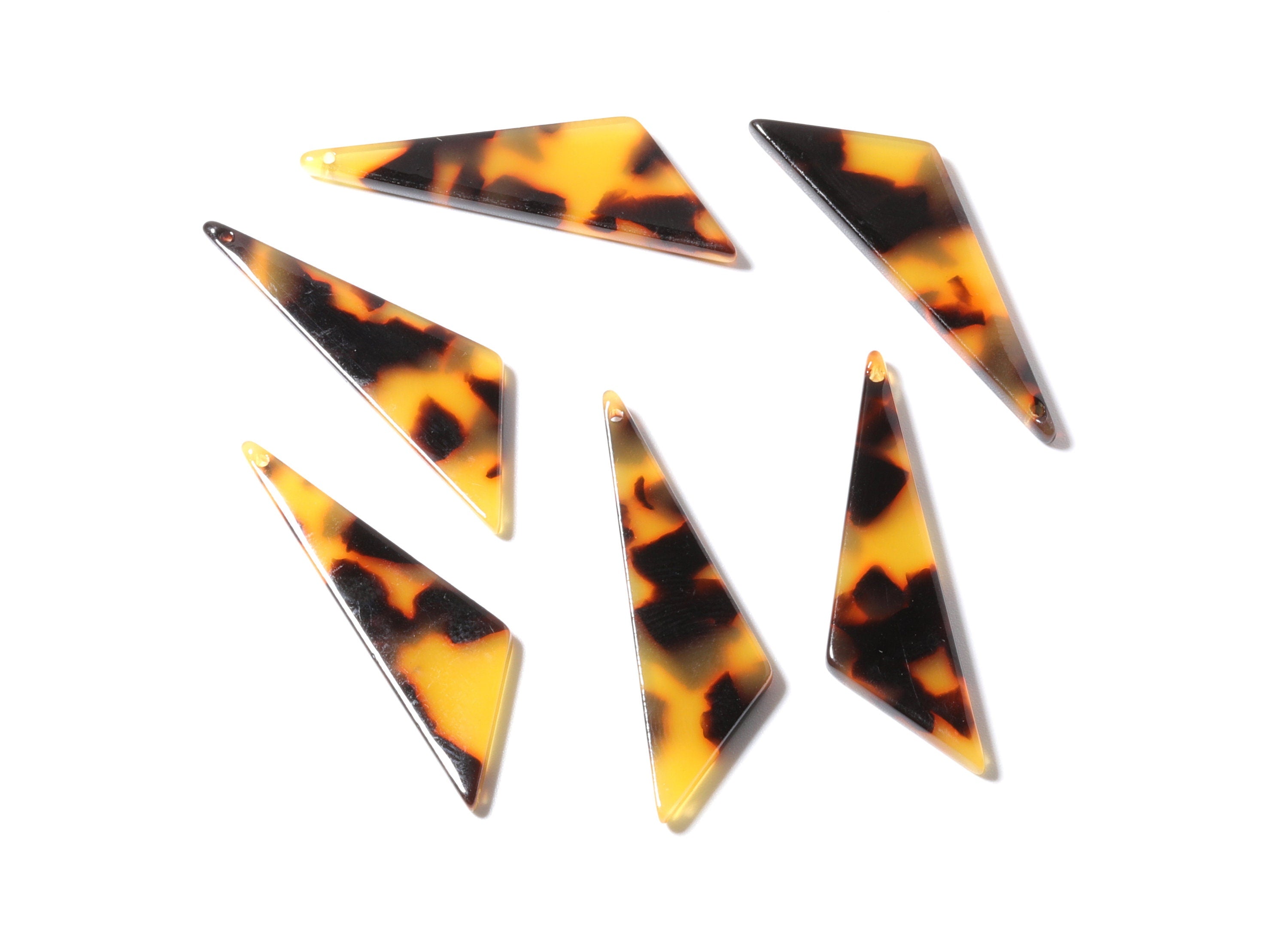 Acetate Acrylic Earring Charms - Tortoise Shell Earrings - Triangle Pendant - Jewelry Supplies - Color Code: A01 - 40x11.44x2.68mm - AC1162A - DOMEDBAZAAR