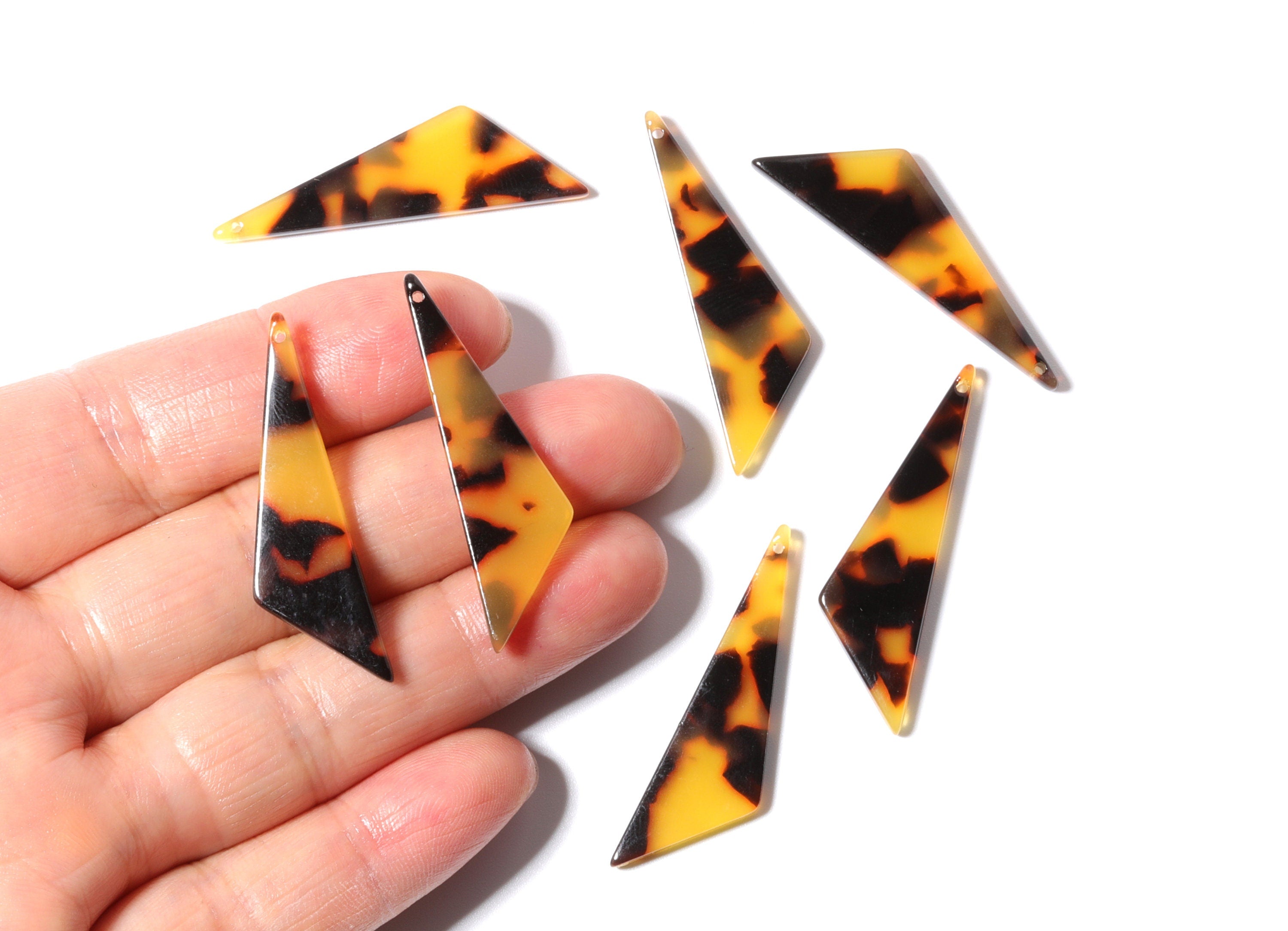Acetate Acrylic Earring Charms - Tortoise Shell Earrings - Triangle Pendant - Jewelry Supplies - Color Code: A01 - 40x11.44x2.68mm - AC1162A - DOMEDBAZAAR