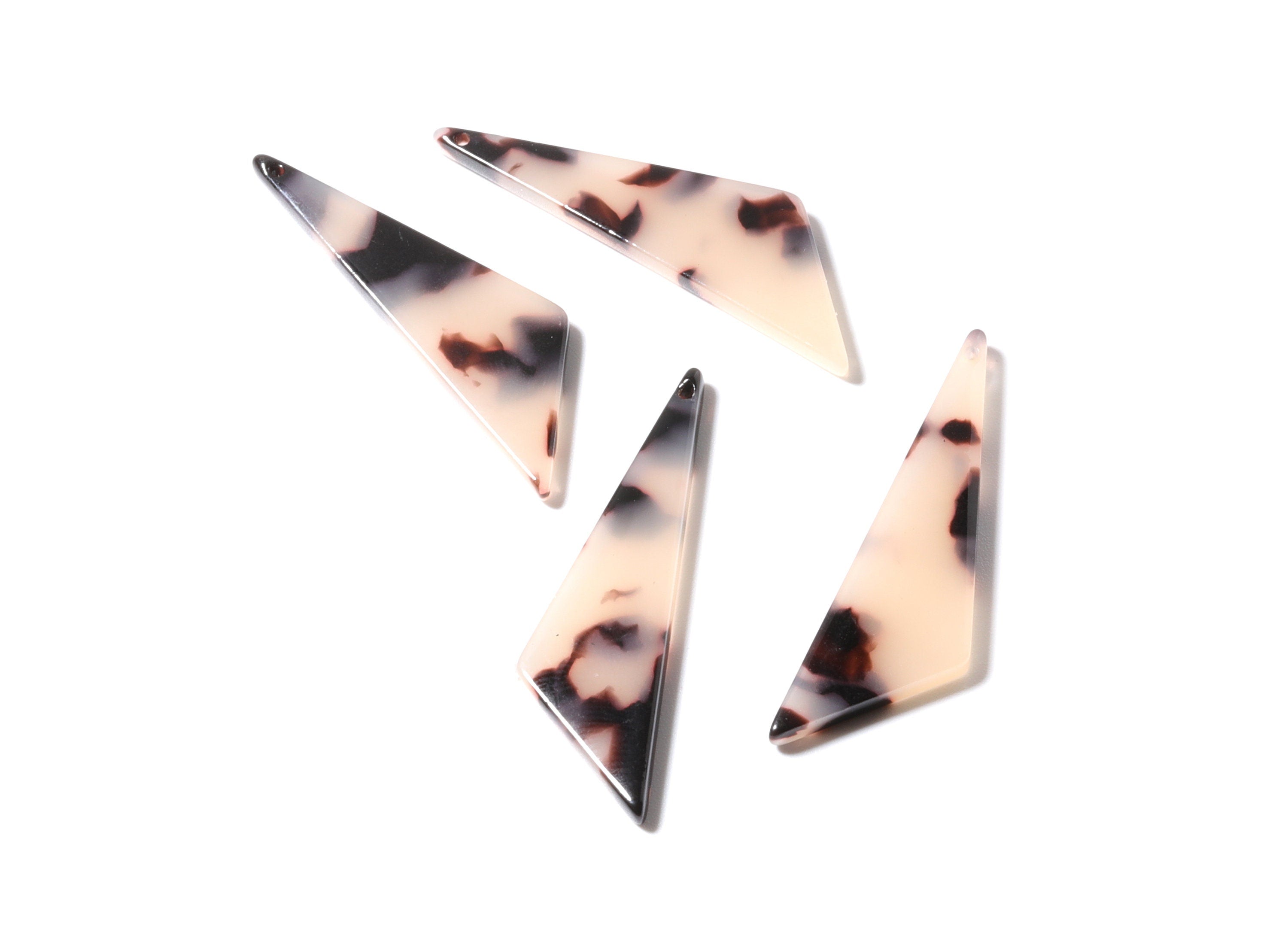 Acetate Acrylic Earring Charms - Blonde Tortoise Shell Earrings - Triangle Shaped Pendant - Color Code: A07 - 40x11.44x2.68mm - AC1162B - DOMEDBAZAAR