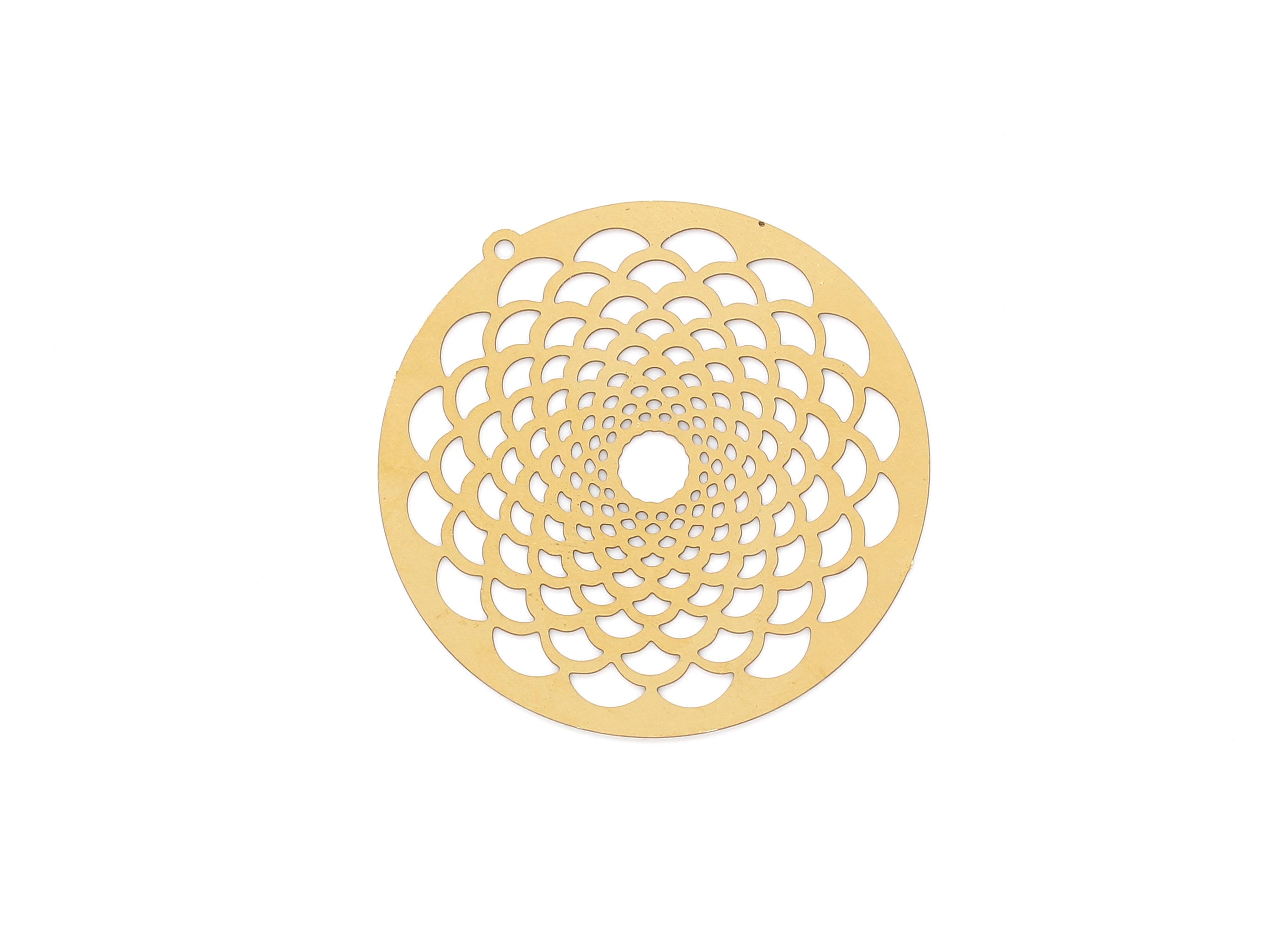 Raw Brass Circular Shaped Earring Charms - Hallow Out Earring Charms - Earring Findings - Jewelry Supplies - 43.1x42x0.3mm - JJB3323 - DOMEDBAZAAR