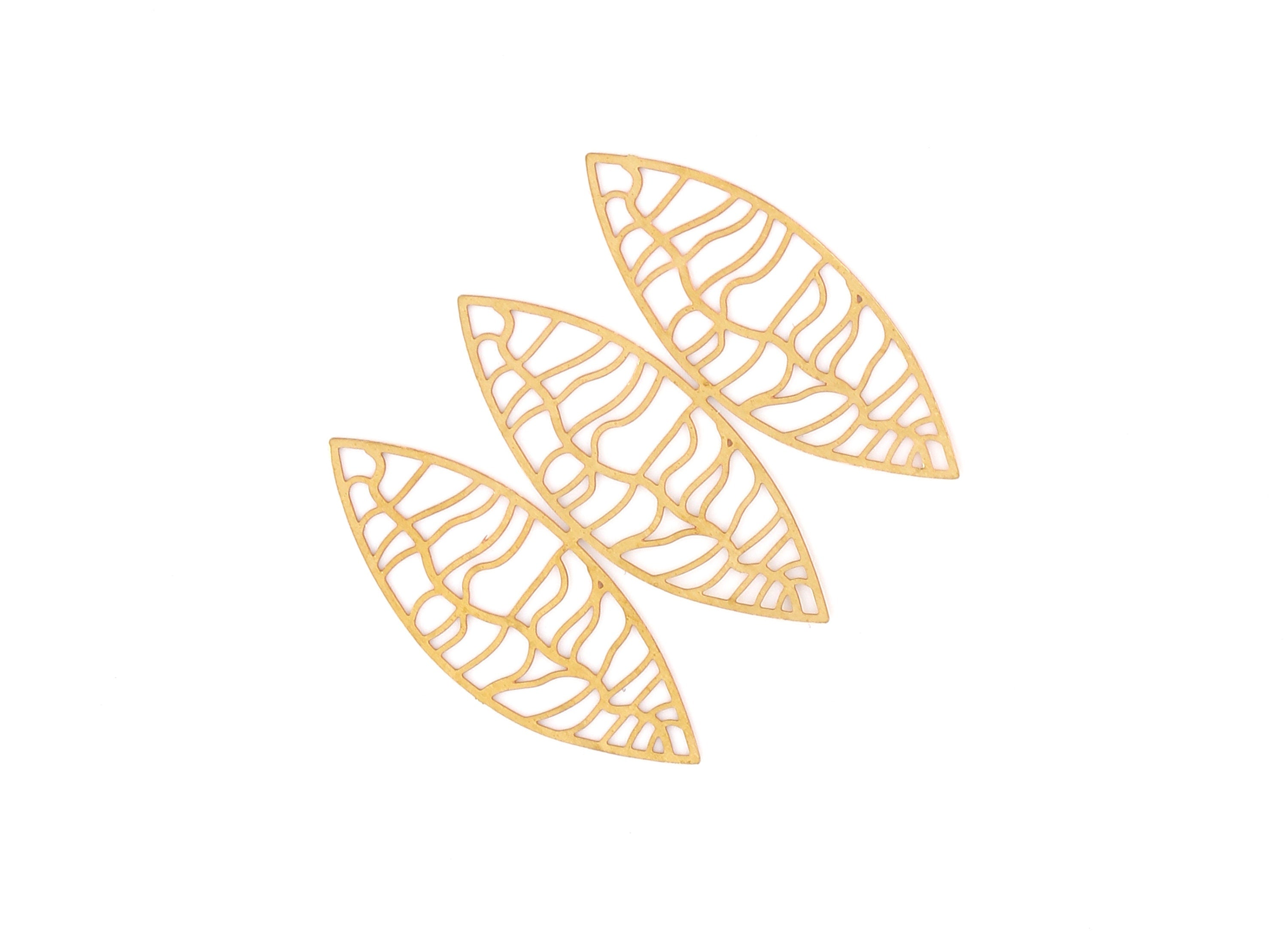 Raw Brass Leaf Shaped Earring and Necklace Charms -Hallow Out Necklace and Earring Findings - Jewelry Supplies - 34x40x0.3mm - JJB3261 - DOMEDBAZAAR