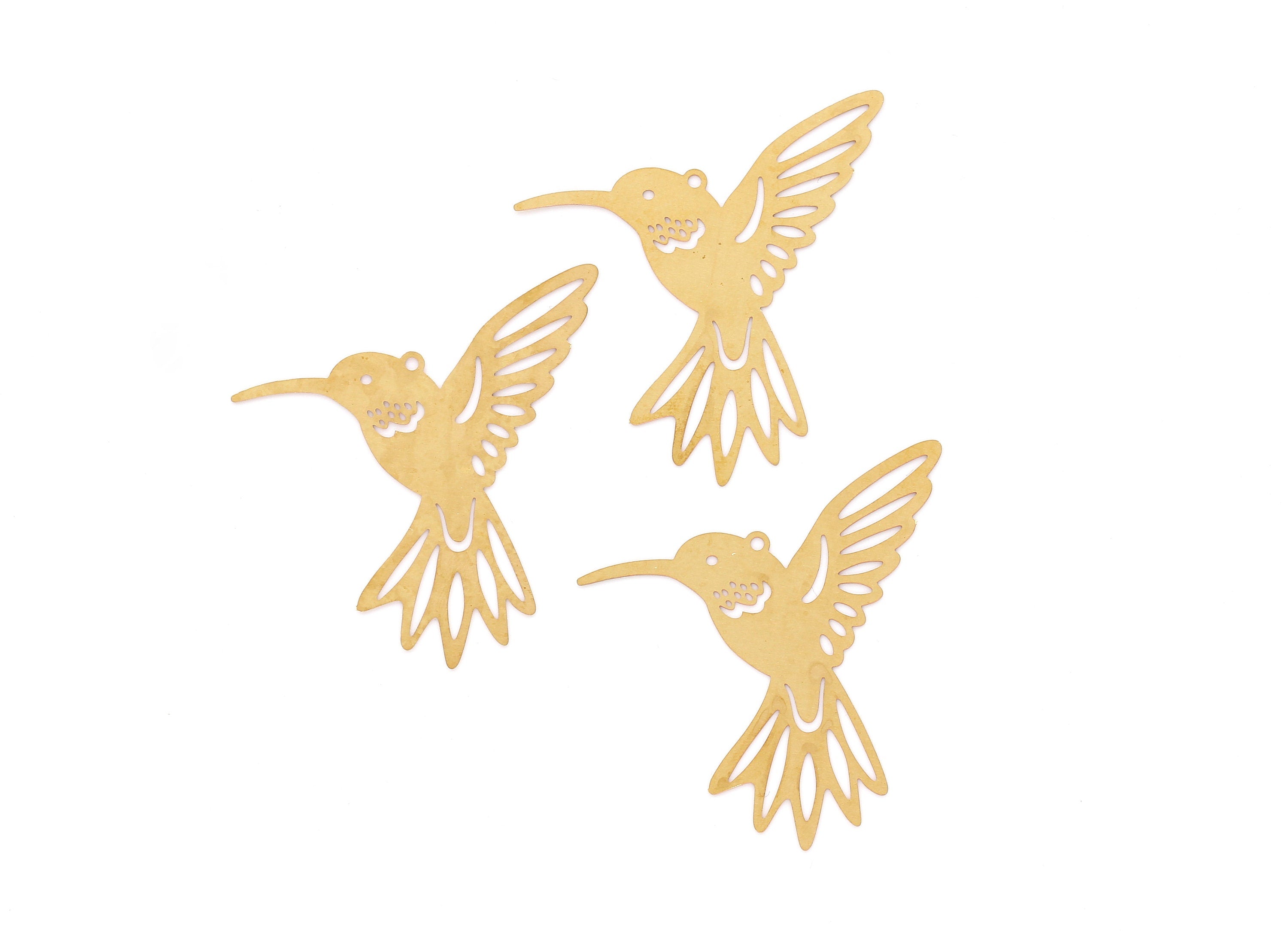 Raw Brass Hummingbird Shaped  Necklace Charms - Hummingbird Shaped Necklace  Finding - Jewelry Supplies - 37.3x42.5x0.3mm- JJB3300 - DOMEDBAZAAR