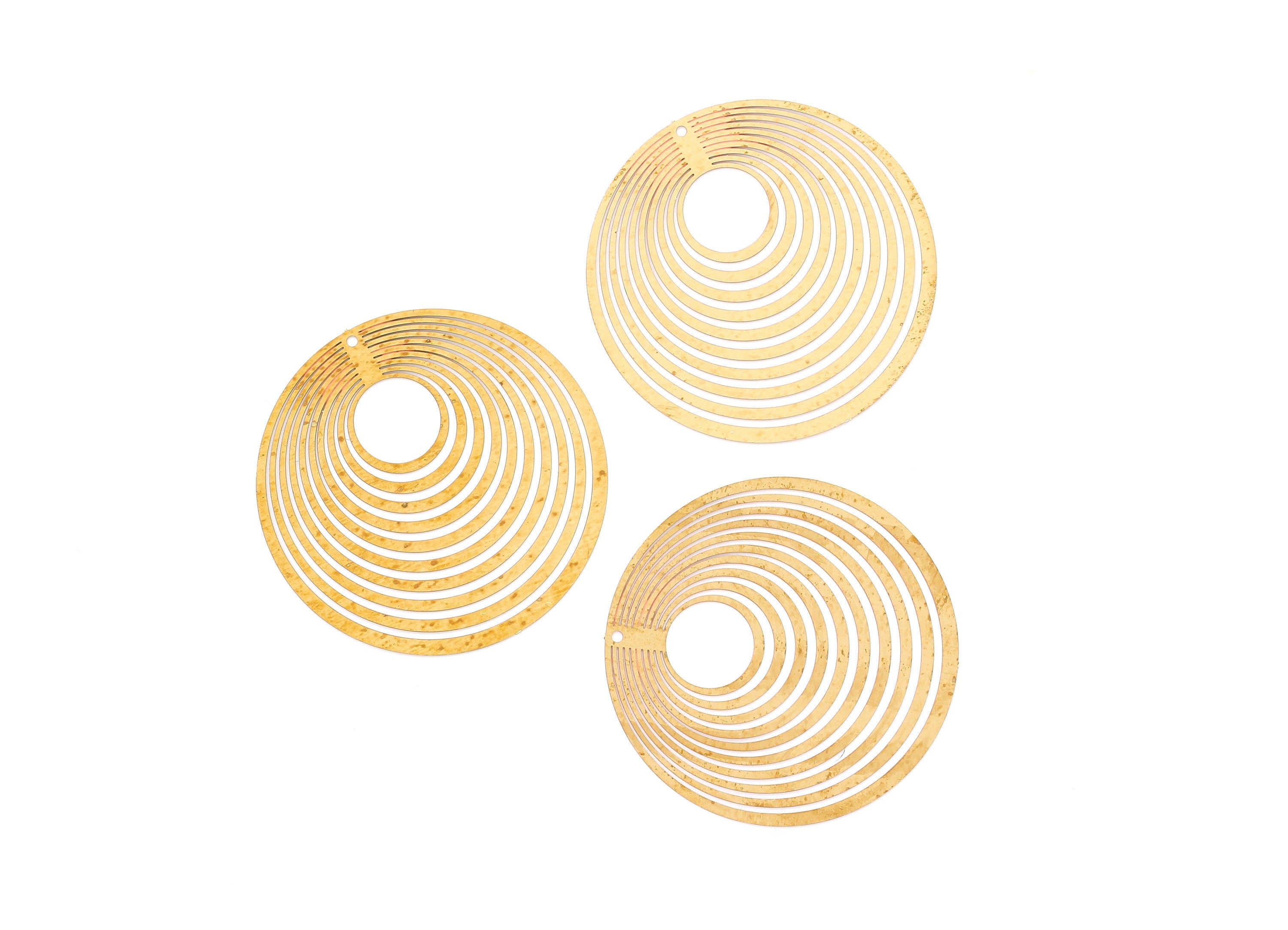 Raw Brass Circular Shaped Earring Charms - Hallow Out Earring Charms - Earring Findings - Jewelry Supplies - 50x50x0.3mm- JJB3310 - DOMEDBAZAAR