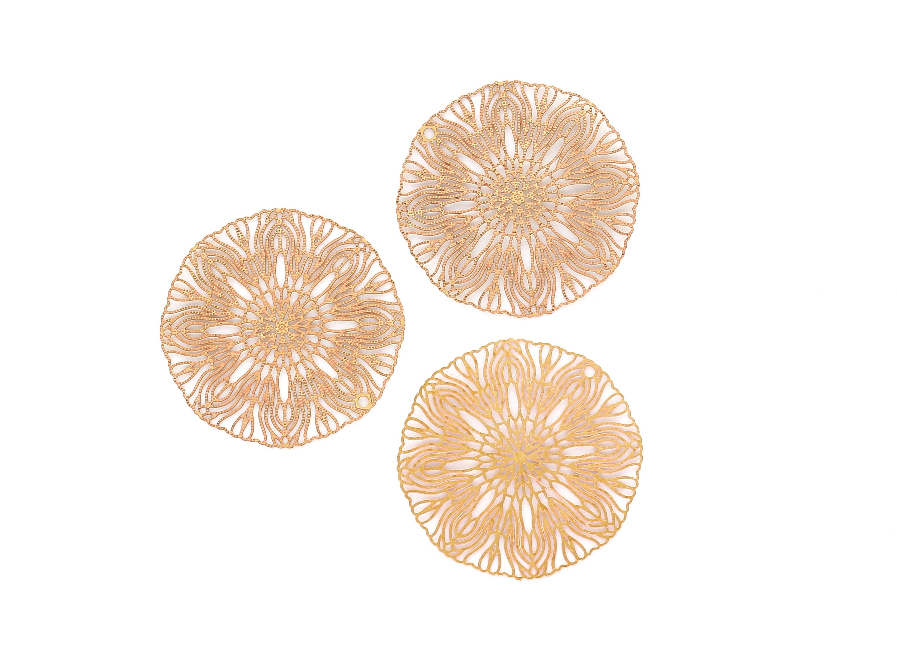Raw Brass Circular Shaped Earring Charms - Hallow Out Earring Charms - Earring Findings - Jewelry Supplies - 30.3x30.3x0.3mm- JJB3675 - DOMEDBAZAAR