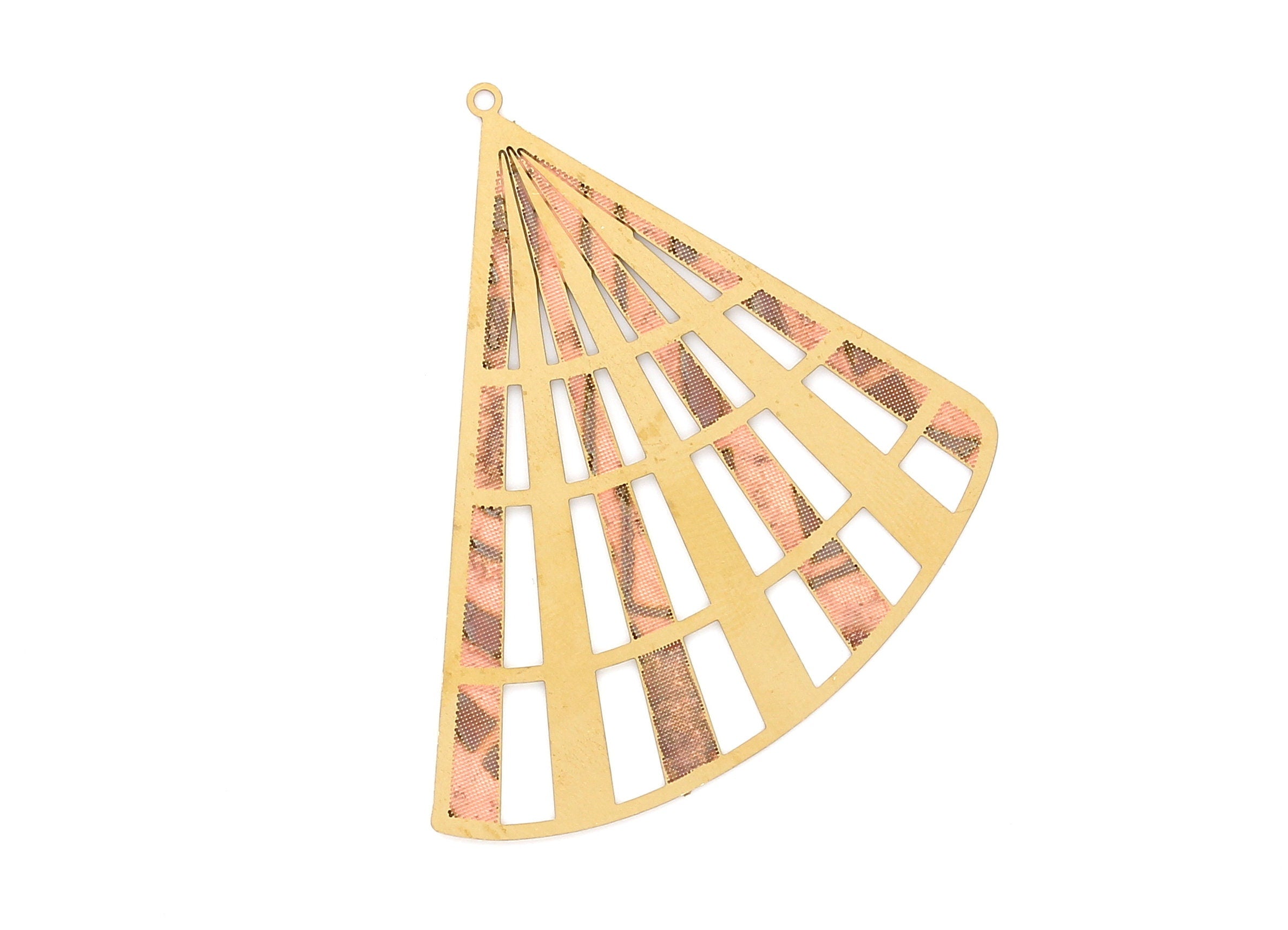 Raw Brass Pizza Slice Shaped Earrings Charms - Hallow Out Earring Charms - Earring Findings - Jewelry Supplies - 52.8x48.3x0.3mm- JJB3981 - DOMEDBAZAAR