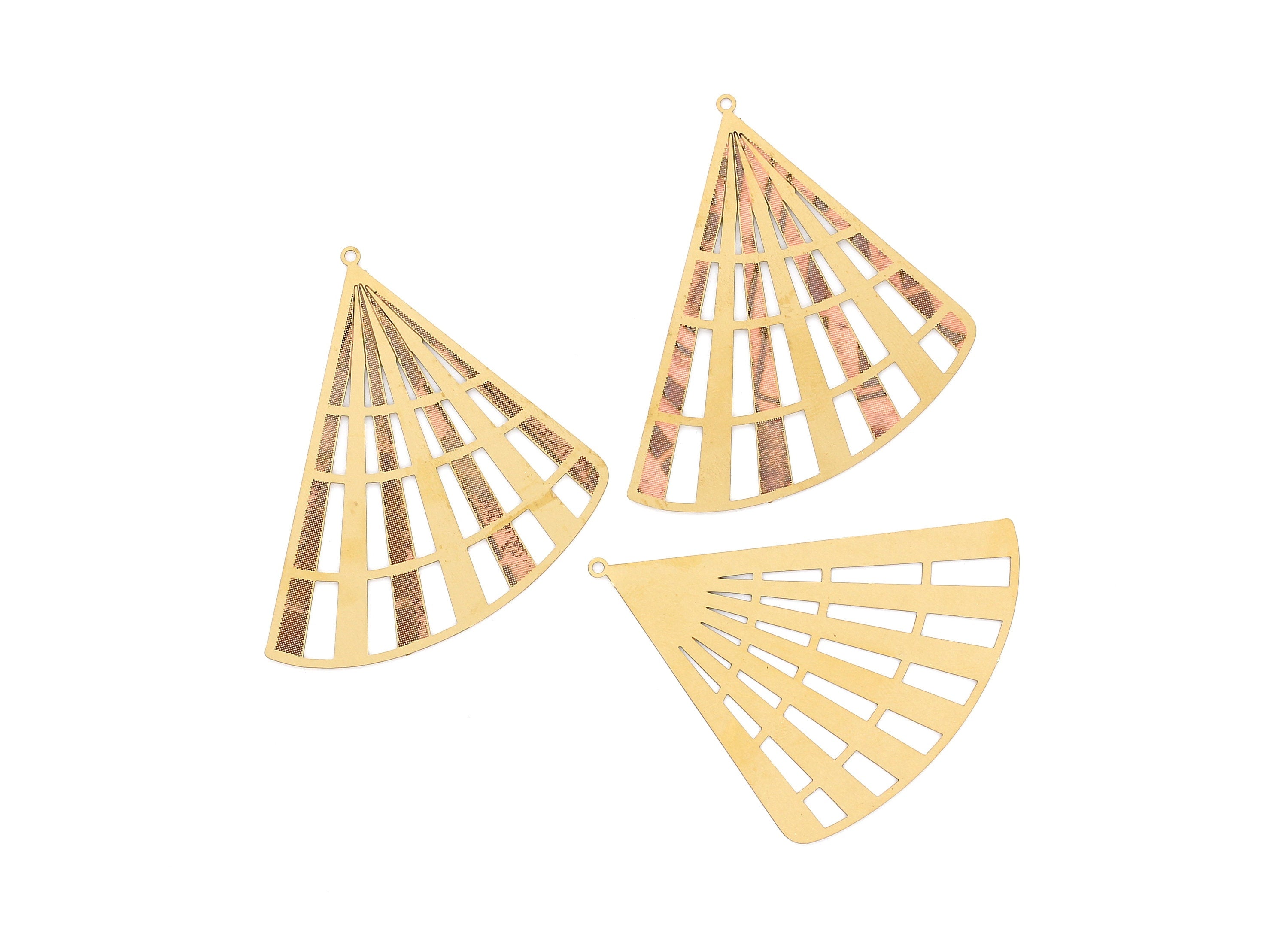 Raw Brass Pizza Slice Shaped Earrings Charms - Hallow Out Earring Charms - Earring Findings - Jewelry Supplies - 52.8x48.3x0.3mm- JJB3981 - DOMEDBAZAAR