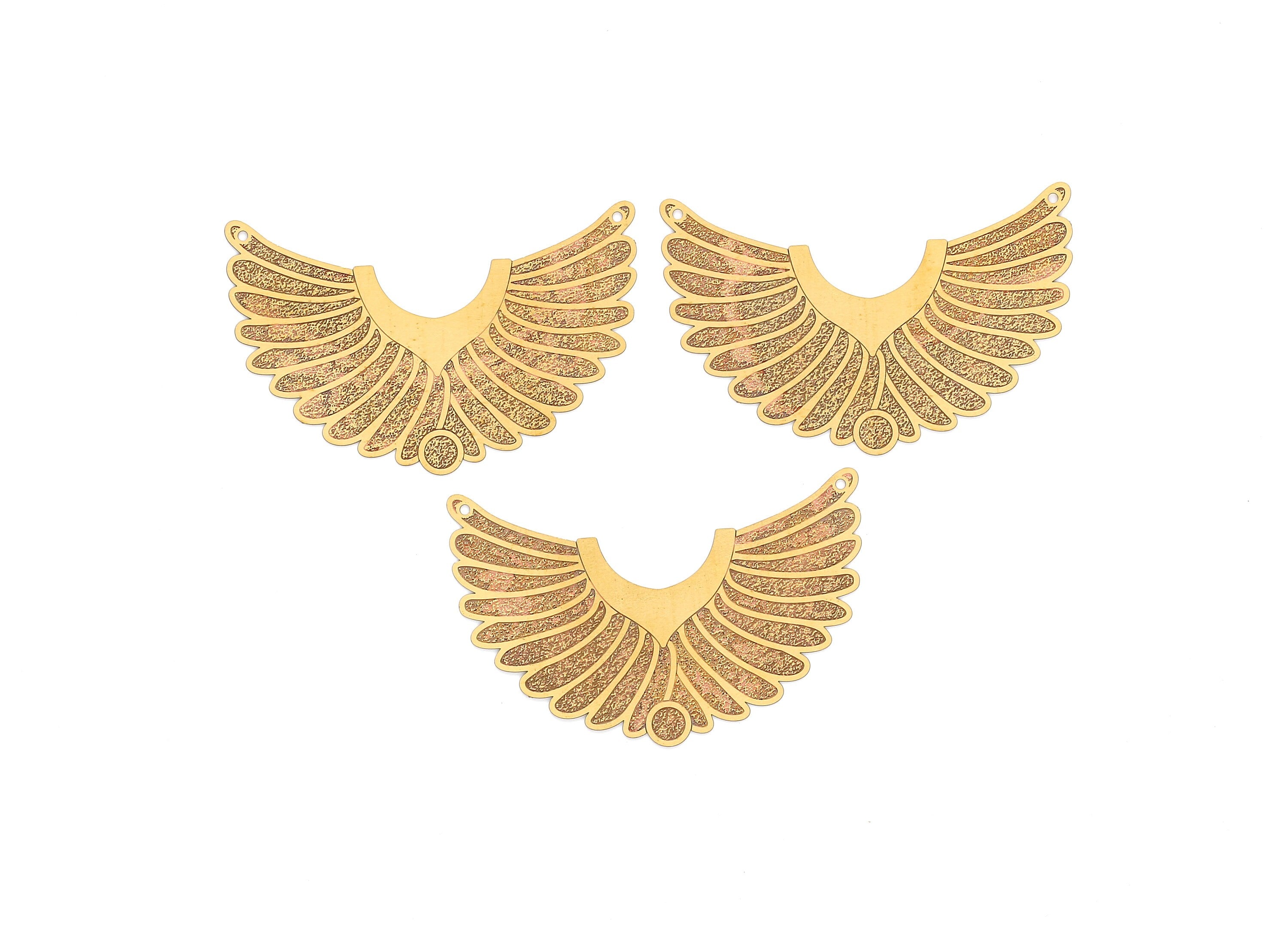 Raw Brass Semicircle Shaped Brass Necklace Charms - Hallow Out Necklace Charms - Jewelry Supplies - 44x67x0.3mm - JJA3936 - DOMEDBAZAAR