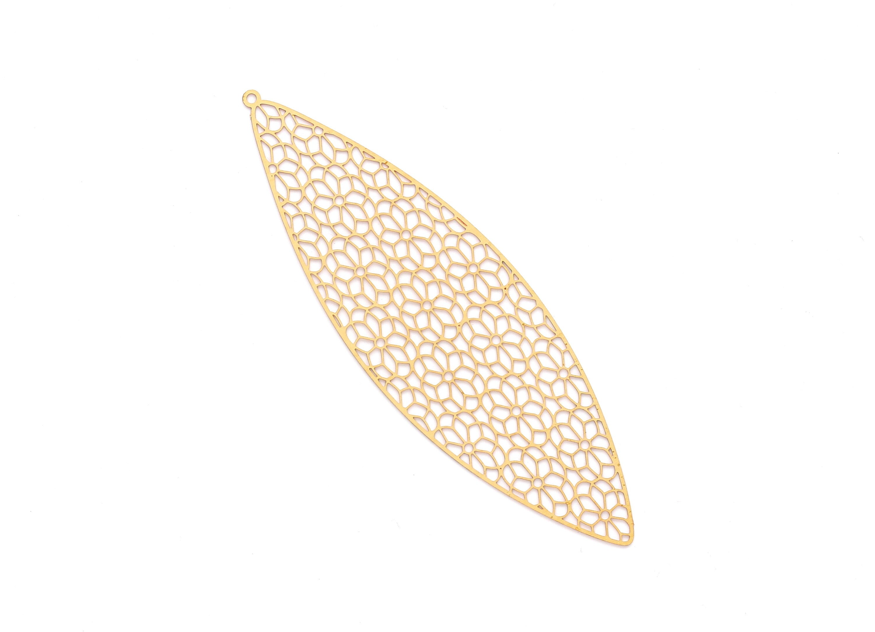 Raw Brass Leaf Shaped Earring Charms - Teardrop Earring Charms - Earring Findings - Jewelry Supplies - 100x30.4x0.3mm - JJA4007 - DOMEDBAZAAR