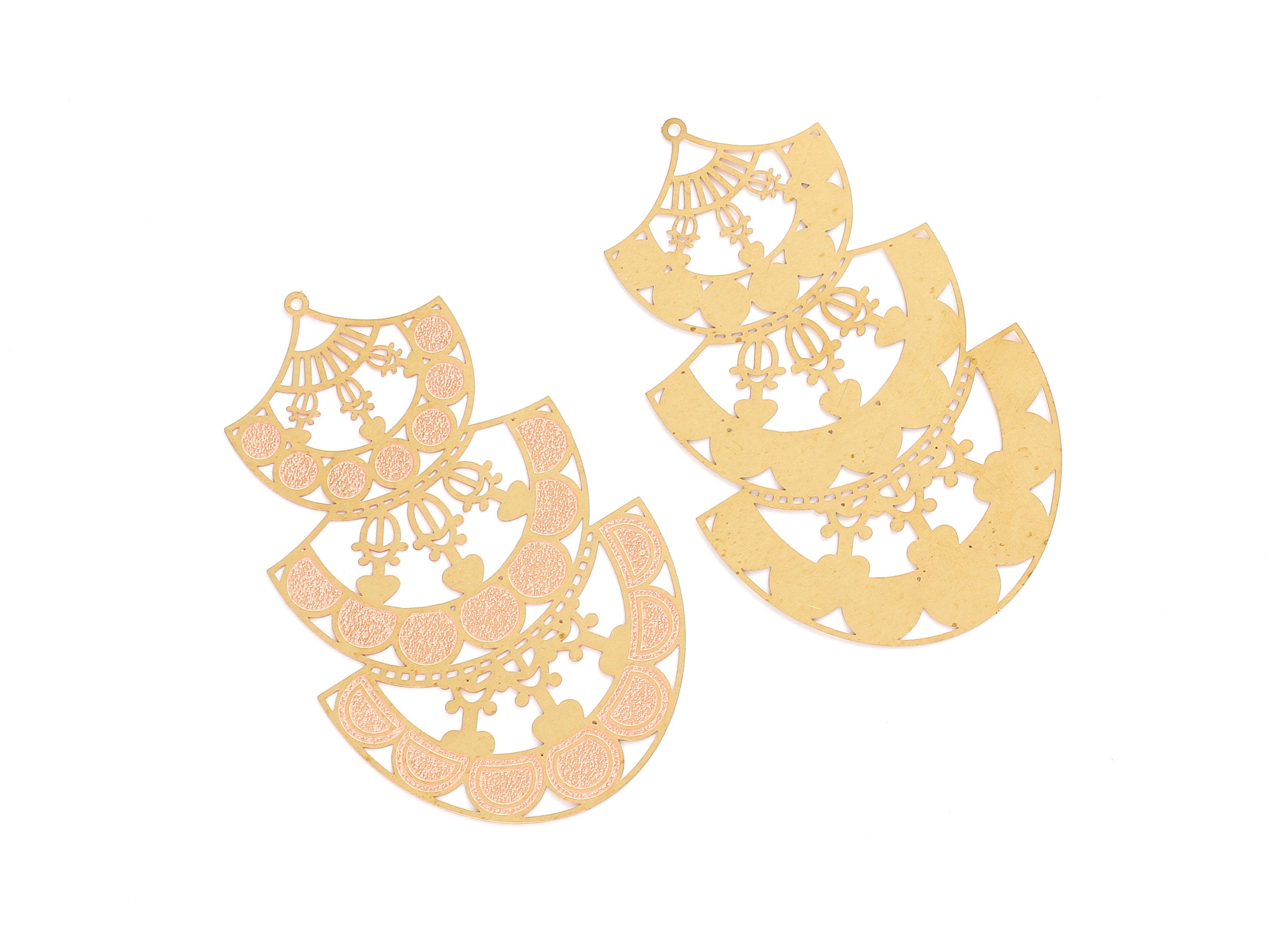 Raw Brass Hollow Out Earring Charms - Raw Brass Earring Findings - Jewelery Making - Jewelry Supplies - 69.7x43.8x0.3mm - JJA4123 - DOMEDBAZAAR