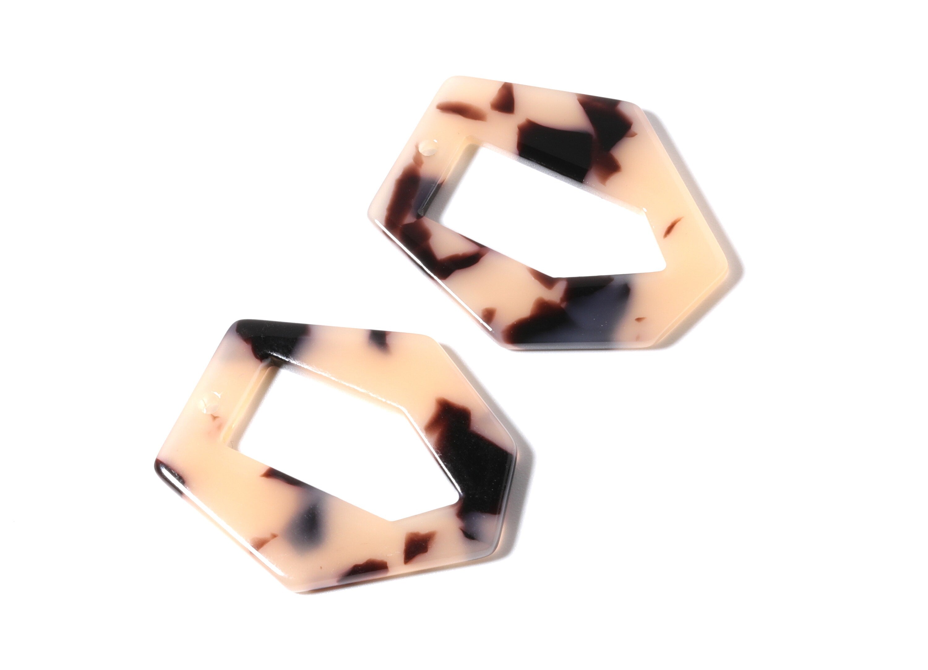Acetate Acrylic Earring Charm - Blonde Tortoise Shell  Hexagon Shaped Charm - Color Code: A07 - 35.2x28.76x2.56mm - AC1179B - DOMEDBAZAAR