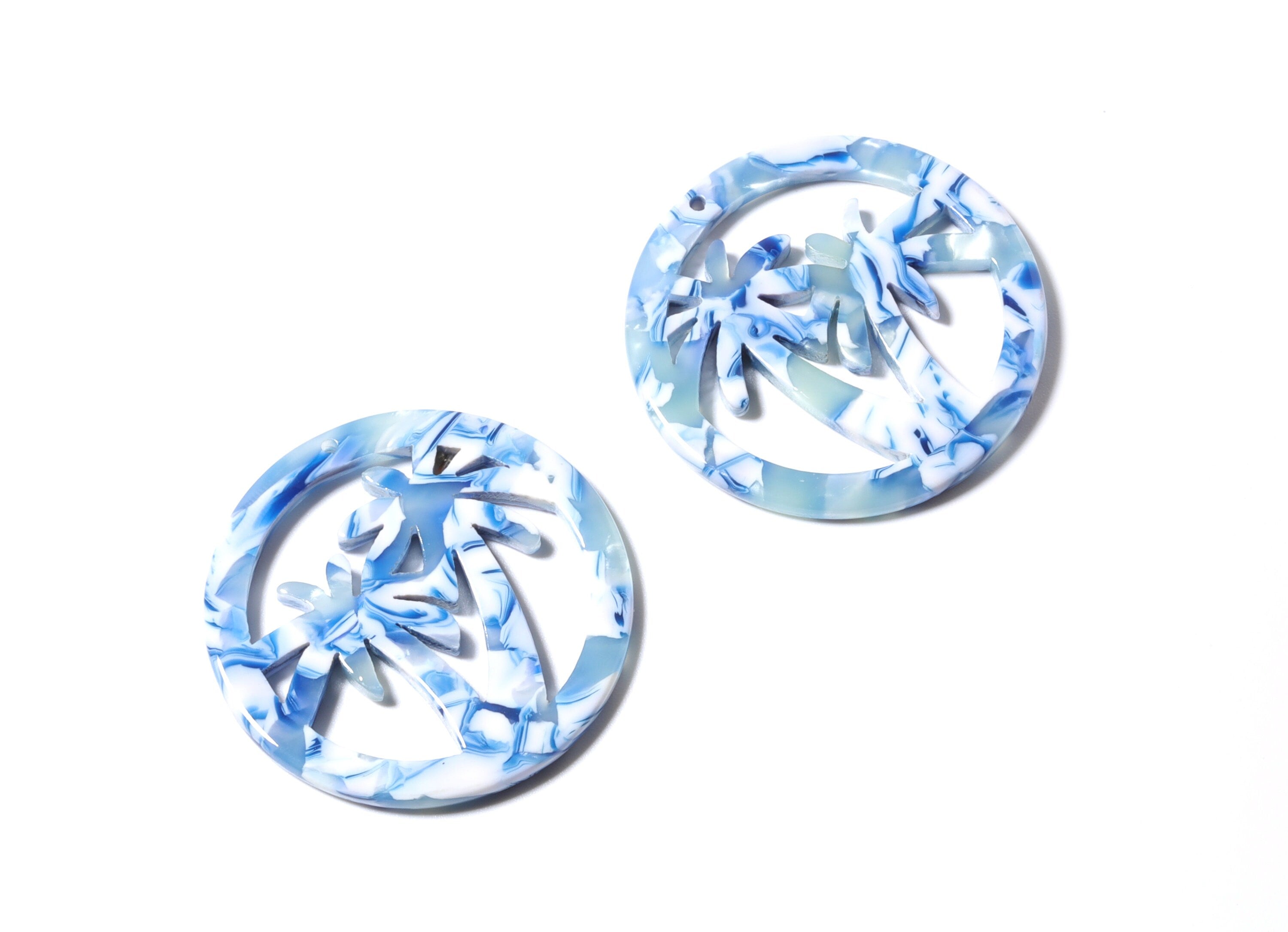 Acetate Palm Tree Earring Charms - Palm Tree Pendant - Earring Findings - Jewelry Supplies - Color Code: A120 - 34.55x34.55x2.49mm - AC1178A - DOMEDBAZAAR