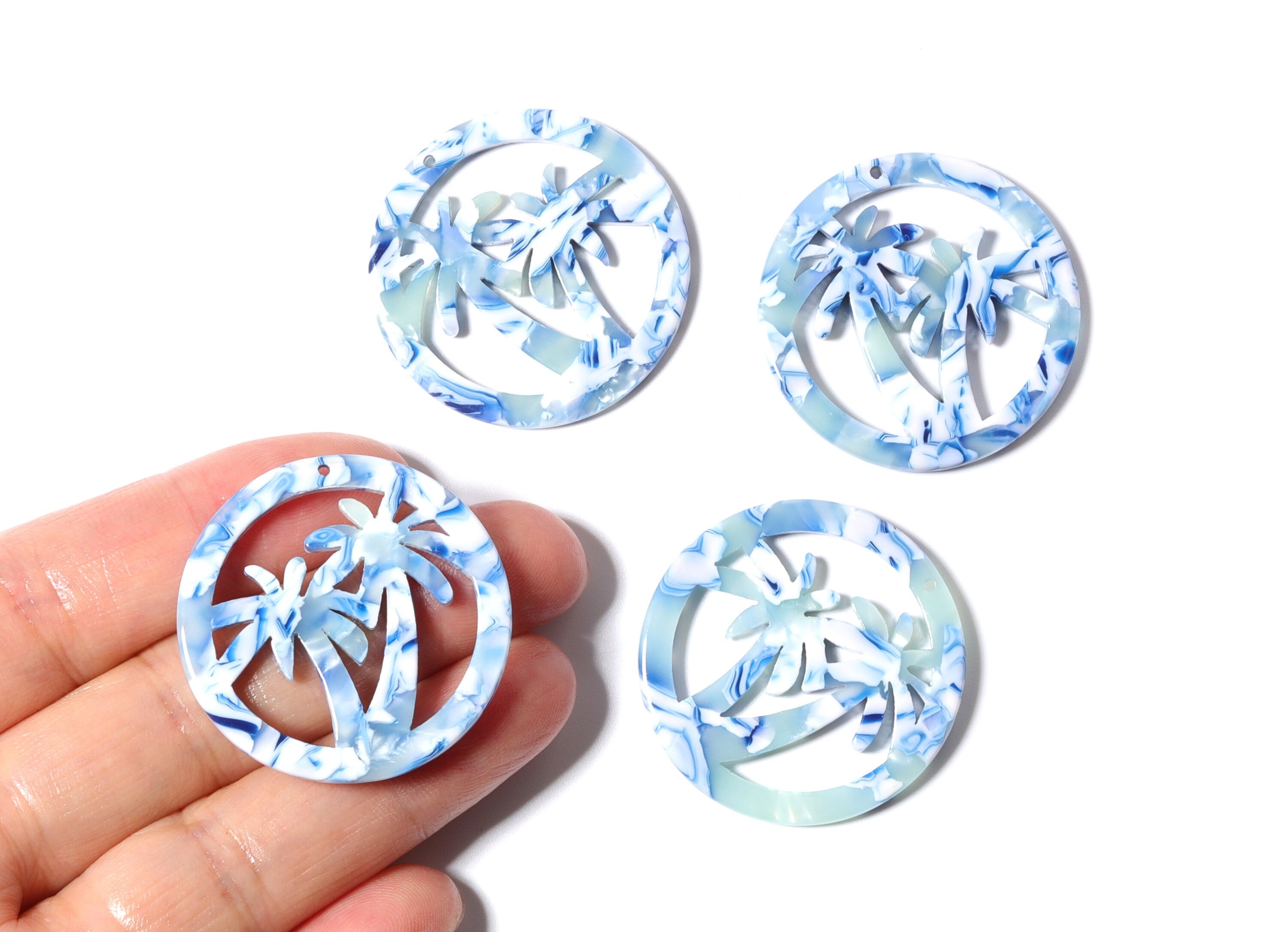 Acetate Palm Tree Earring Charms - Palm Tree Pendant - Earring Findings - Jewelry Supplies - Color Code: A120 - 34.55x34.55x2.49mm - AC1178A - DOMEDBAZAAR