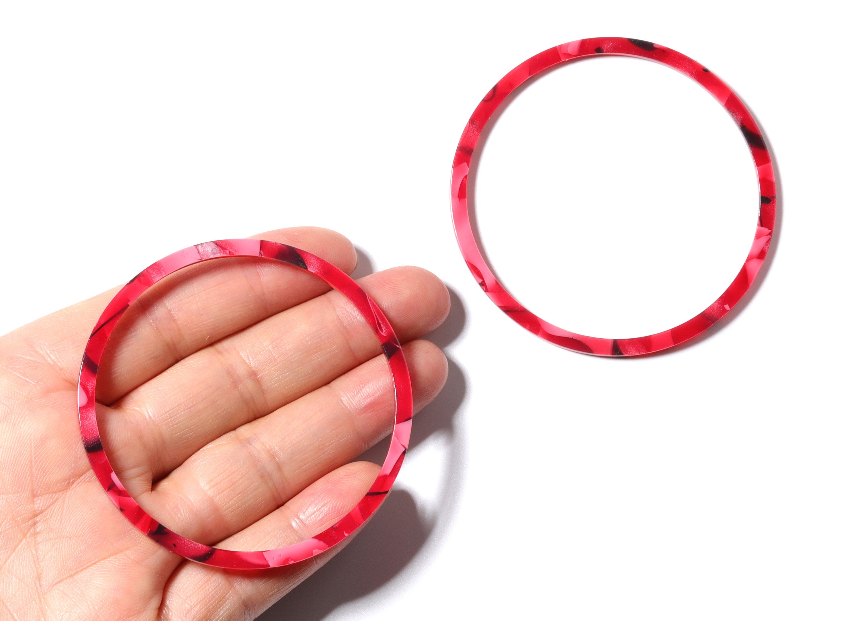 Acetate Hoop Earrings Charms - Circle Shaped Pendant - Earring Findings - Jewelry Supplies - 65x65x2.27mm - AC1164B - DOMEDBAZAAR