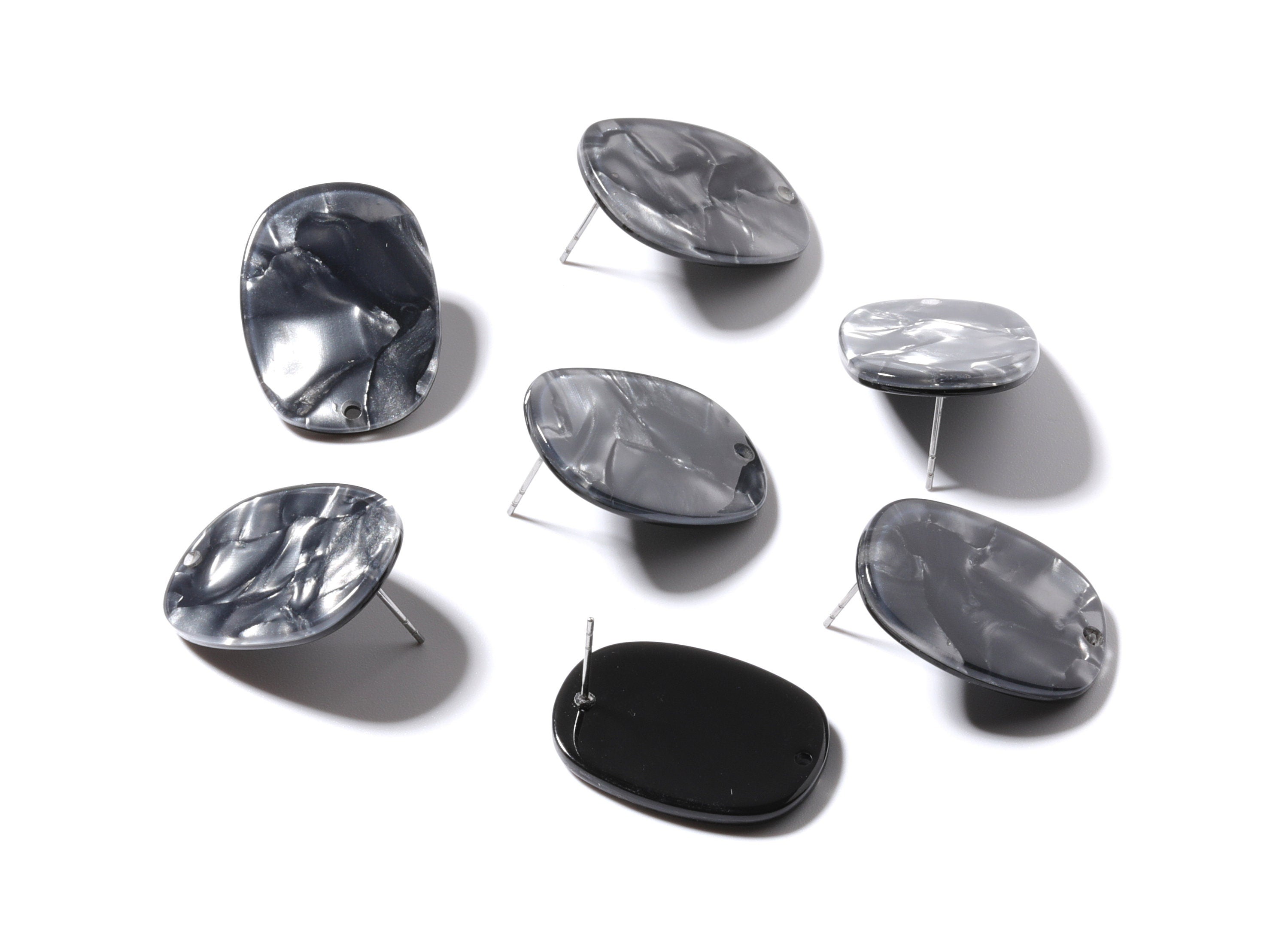 Acetate Oval Post Charms - Earring Stud - Oval Earrings - Earring Findings - Jewelry Supplies - Color Code: A81 - 26x19x2.6mm- AC1002BL - DOMEDBAZAAR