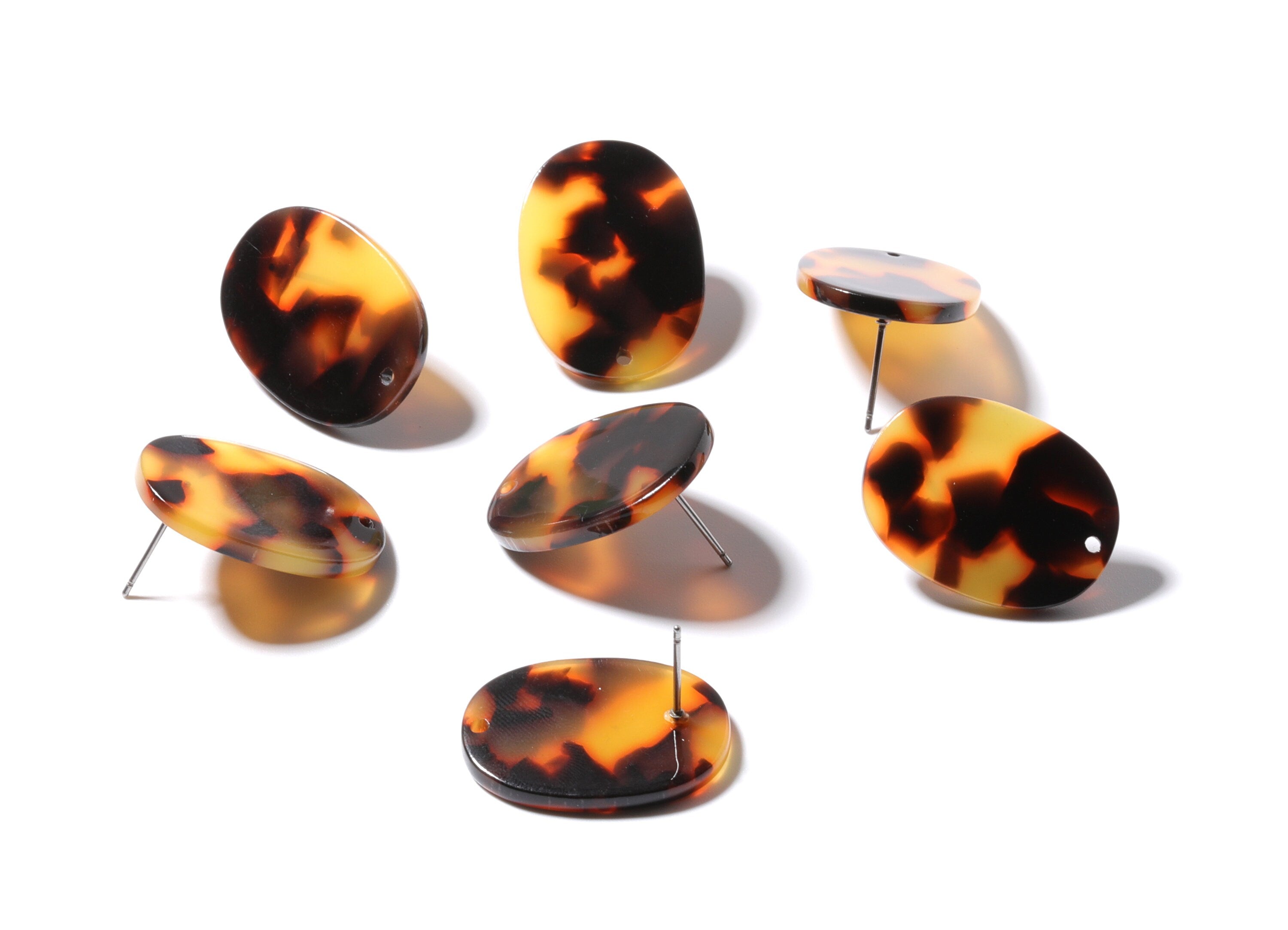 Acetate Oval Post Charms - Tortoise Shell Earring Studs - Oval Earrings - Jewelry Making Supplies - Color Code: A01 - 26x19x2.6mm- AC1002X - DOMEDBAZAAR